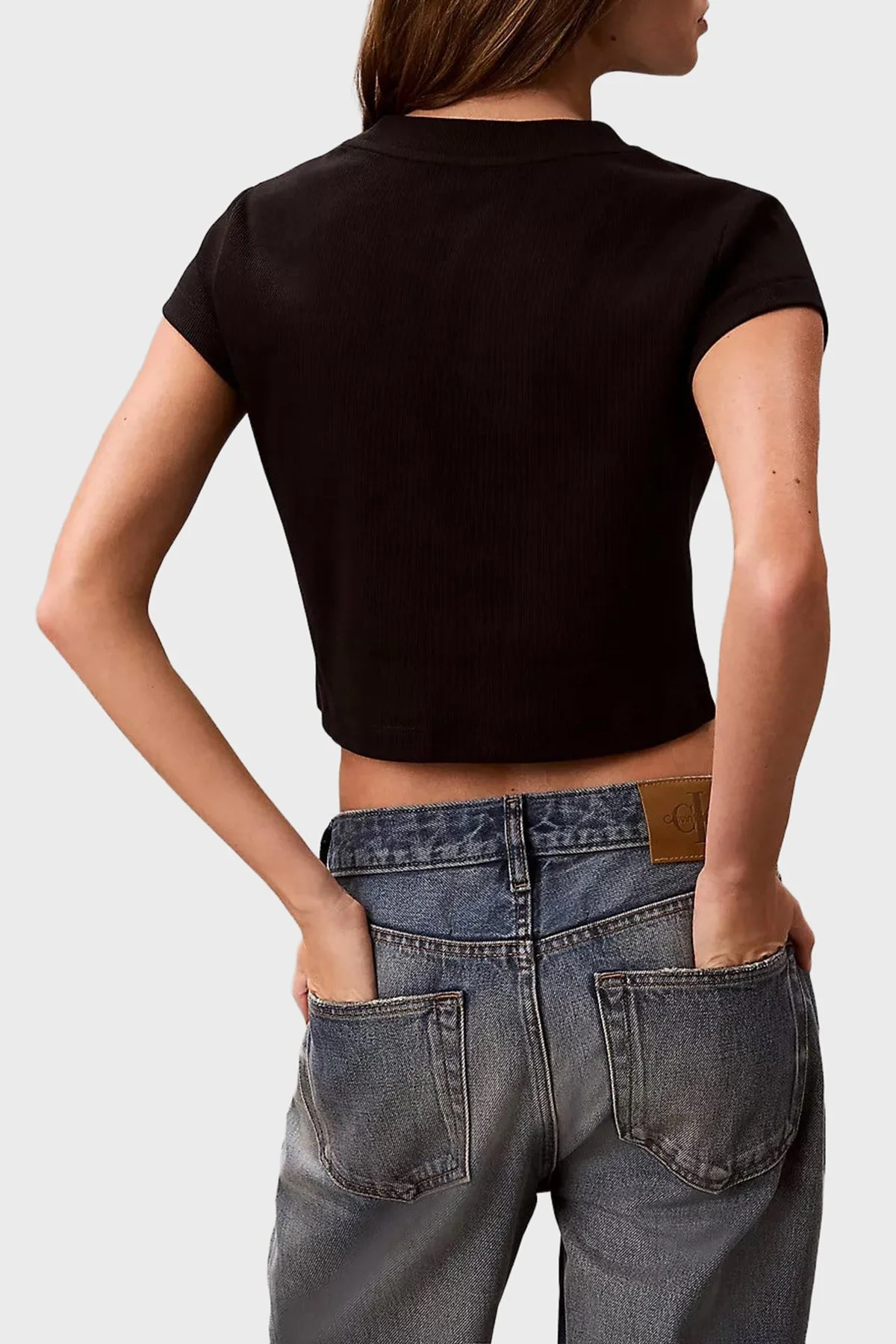 Calvin Klein Pamuklu Regular Fit Logolu Bisiklet Yaka LV047G828GUB1 Kadın T Shirt LV047G828G UB1 SİYAH - 2