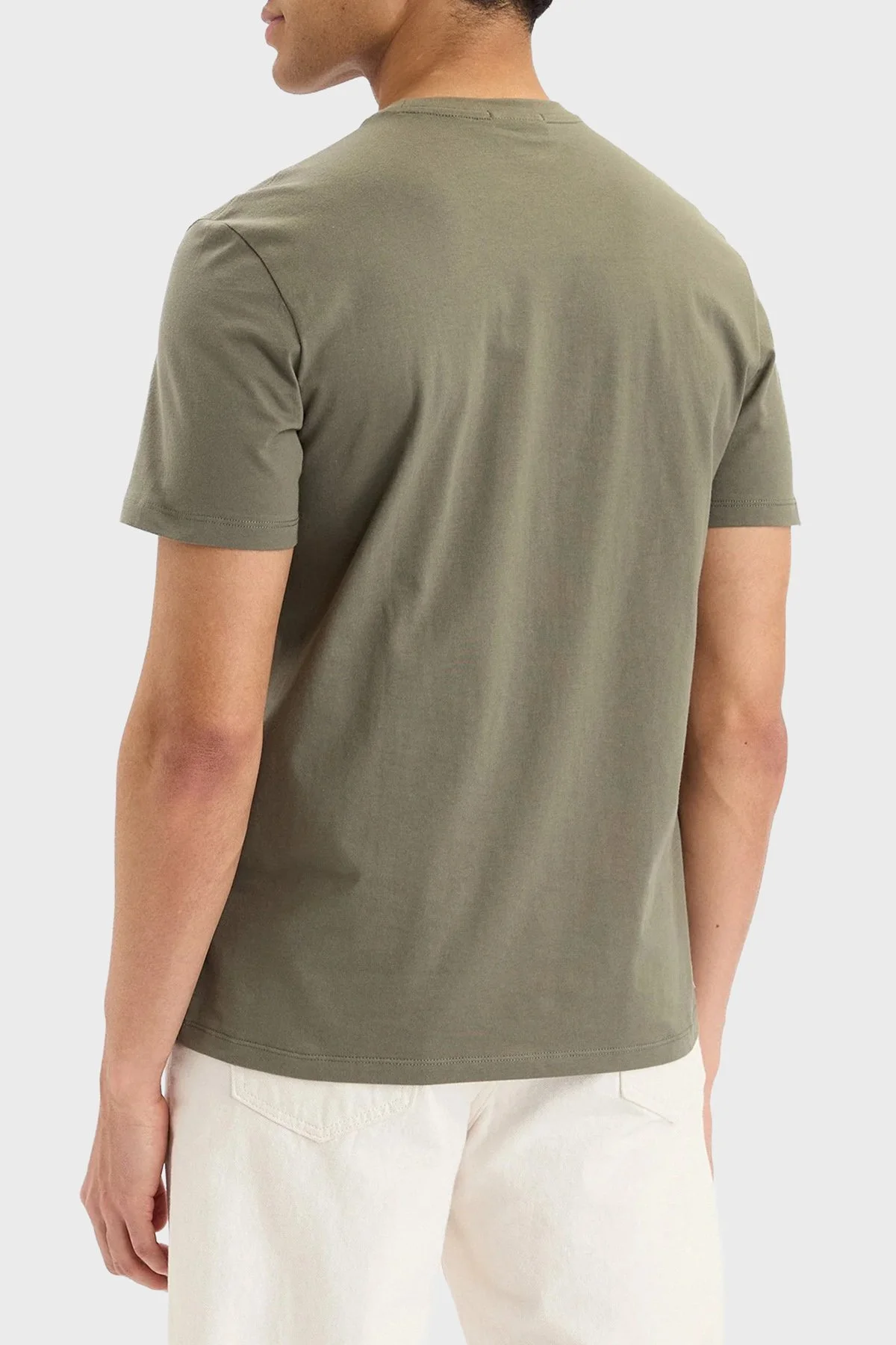 Calvin Klein Pamuklu Regular Fit Logolu Bisiklet Yaka LV04RC272GLDY Erkek T Shirt LV04RC272G LDY HAKİ - 3