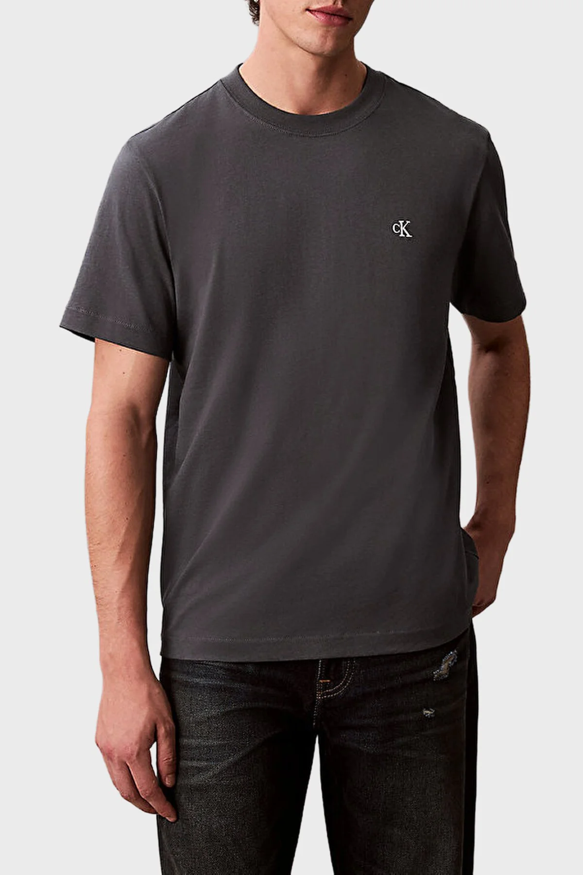 Calvin Klein Pamuklu Regular Fit Logolu Bisiklet Yaka LV04RC275GWD7 Erkek T Shirt LV04RC275G WD7 ANTRASİT - 2