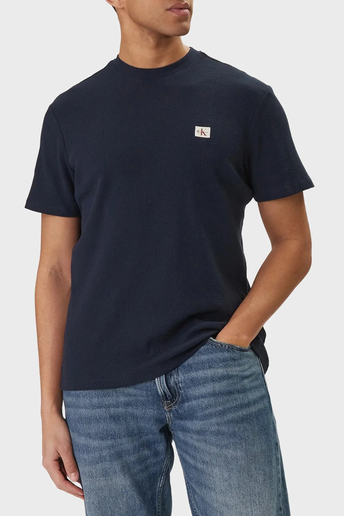 Calvin Klein Pamuklu Regular Fit Logolu Bisiklet Yaka LV04RD008GCEF Erkek T Shirt LV04RD008G CEF LACİVERT - 1