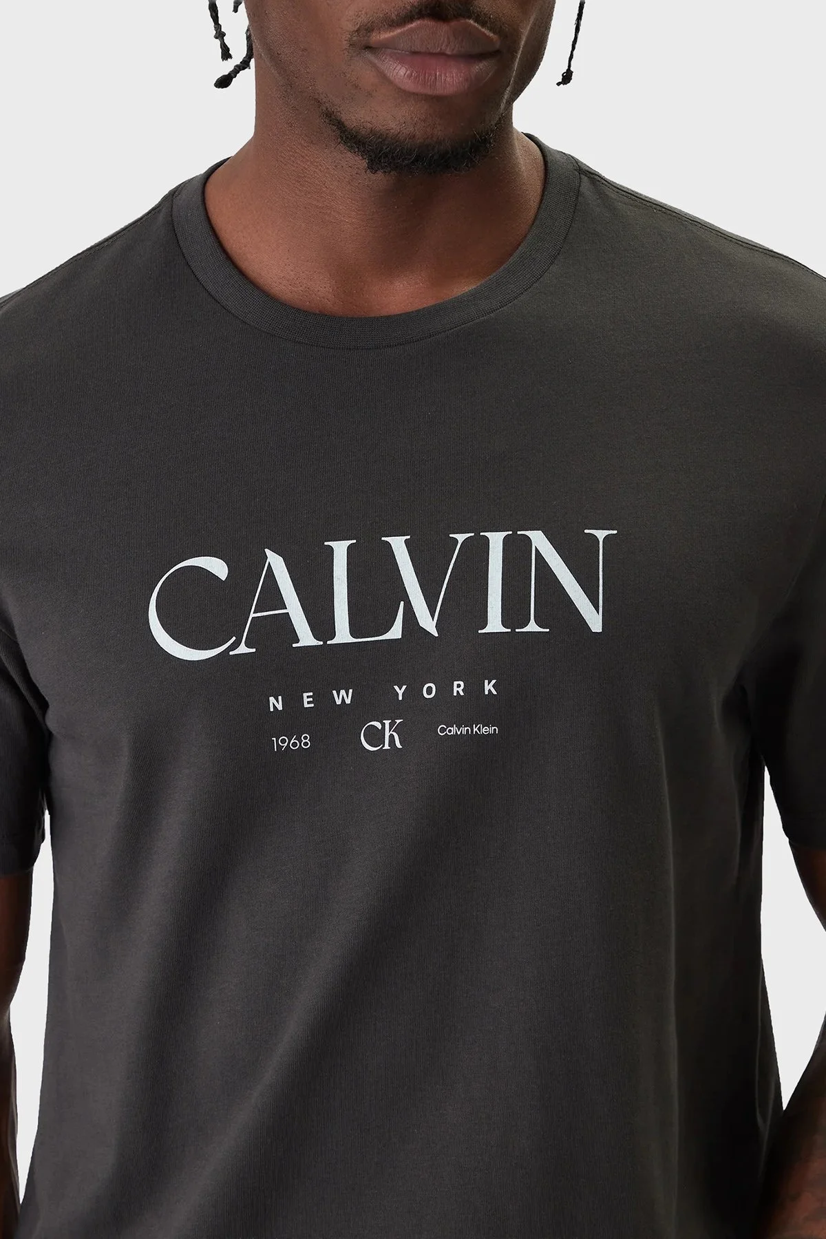 Calvin Klein Pamuklu Regular Fit logolu Bisiklet Yaka LV04RE807G8MN Erkek T Shirt LV04RE807G 8MN ANTRASİT - 3