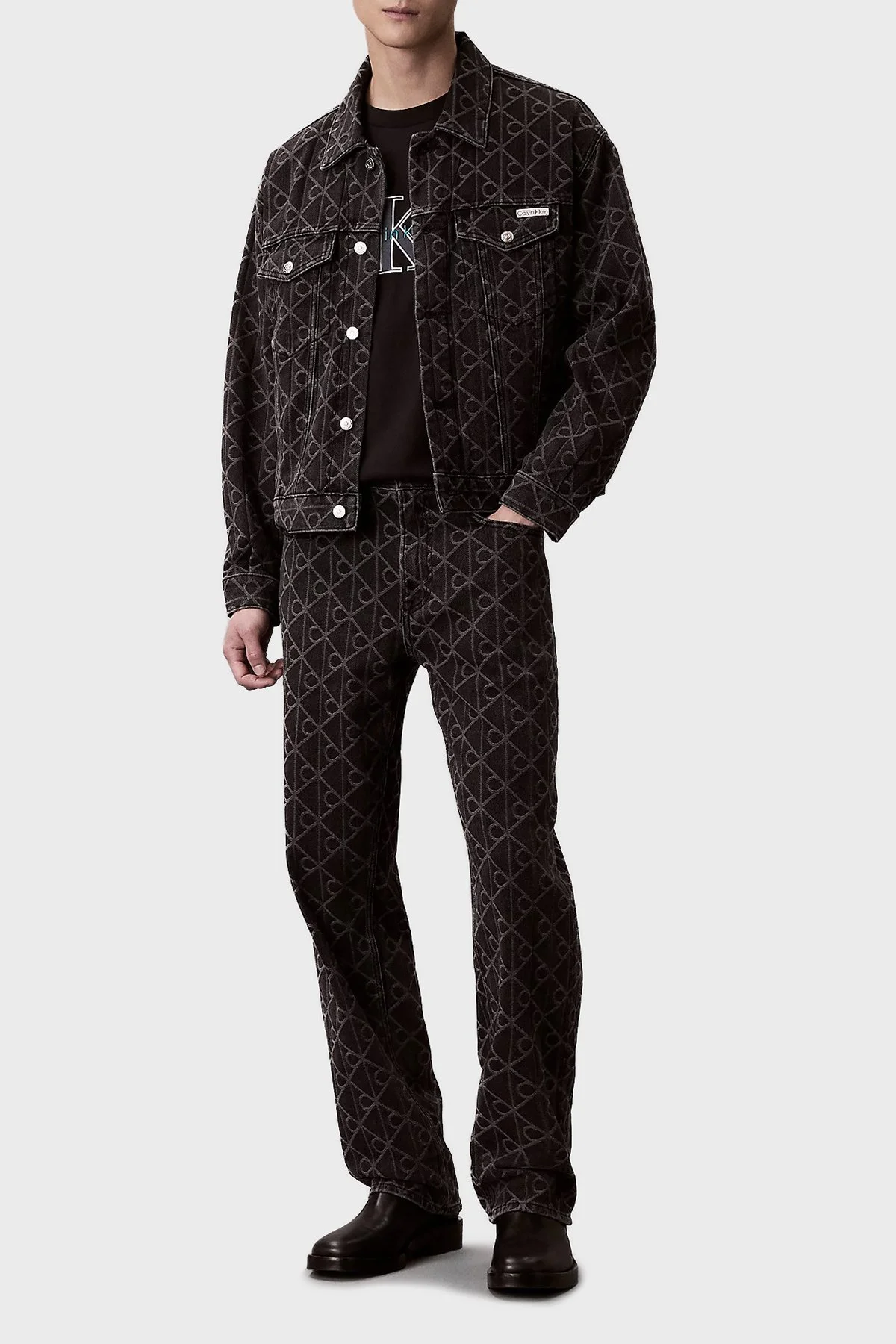 Calvin Klein Pamuklu Regular Fit Logolu Bisiklet Yaka LV04RE815GUB1 Erkek T Shirt LV04RE815G UB1 SİYAH - 2