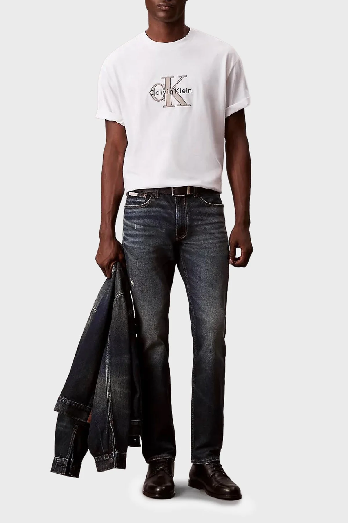 Calvin Klein Pamuklu Regular Fit Logolu Bisiklet Yaka LV04RE815GYAF Erkek T Shirt LV04RE815G YAF BEYAZ - 2