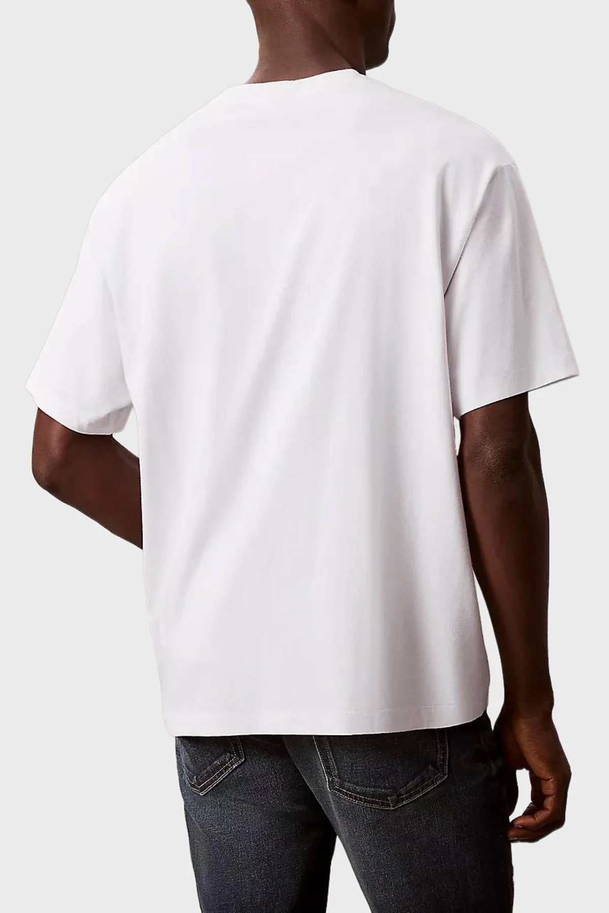 Calvin Klein Pamuklu Regular Fit Logolu Bisiklet Yaka LV04RE815GYAF Erkek T Shirt LV04RE815G YAF BEYAZ - 3