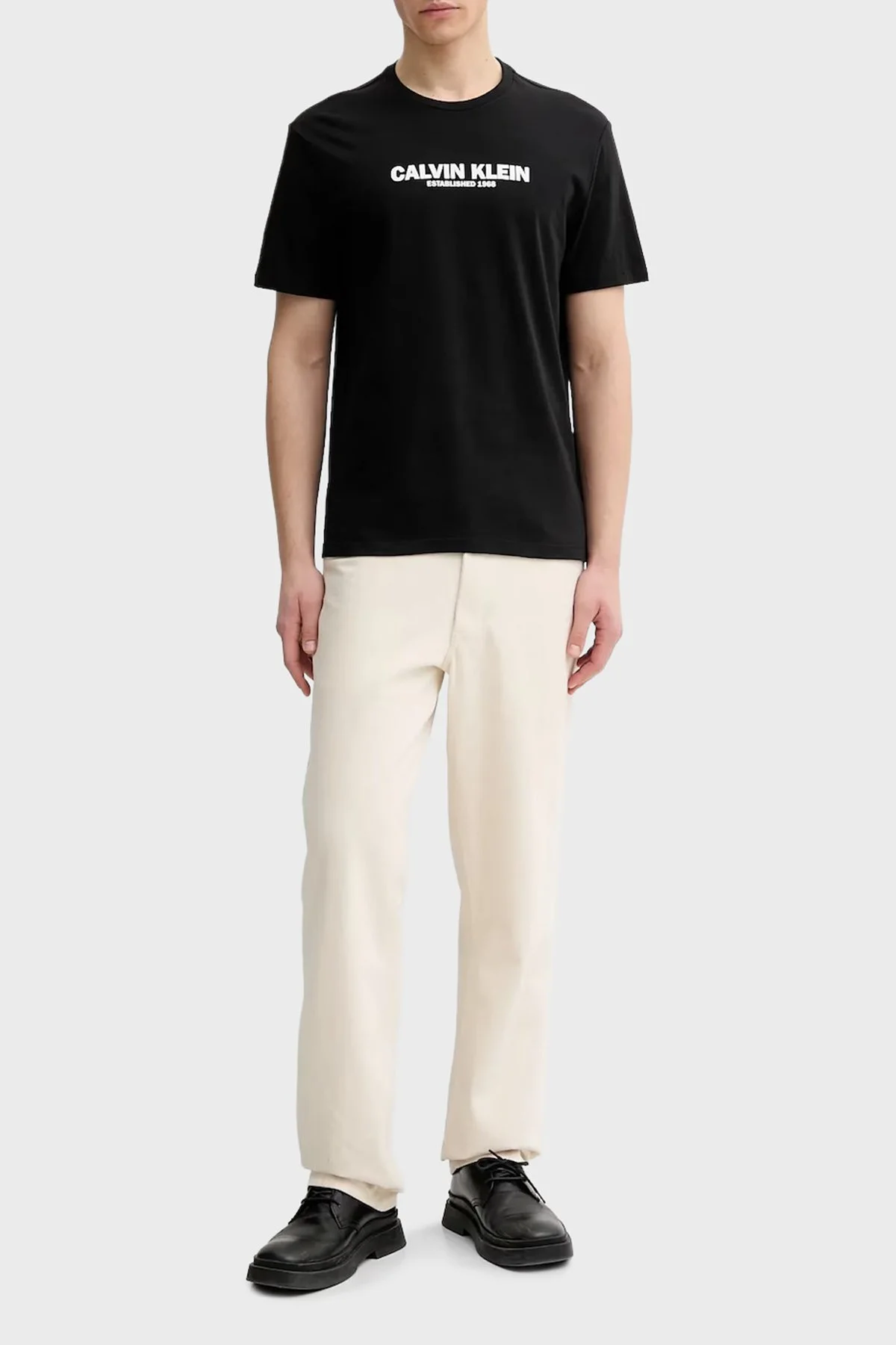 Calvin Klein Pamuklu Regular Fit Logolu Bisiklet Yaka LV04RE820GUB1 Erkek T Shirt LV04RE820G UB1 SİYAH - 2