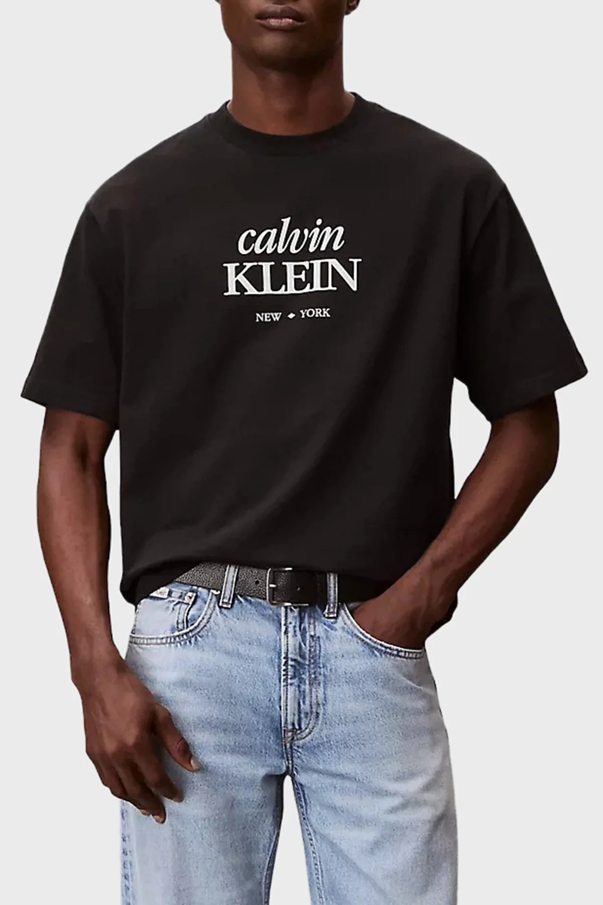 Calvin Klein Pamuklu Regular Fit Logolu Bisiklet Yaka LV04RF818GUB1 Erkek T Shirt LV04RF818G UB1 SİYAH - 1
