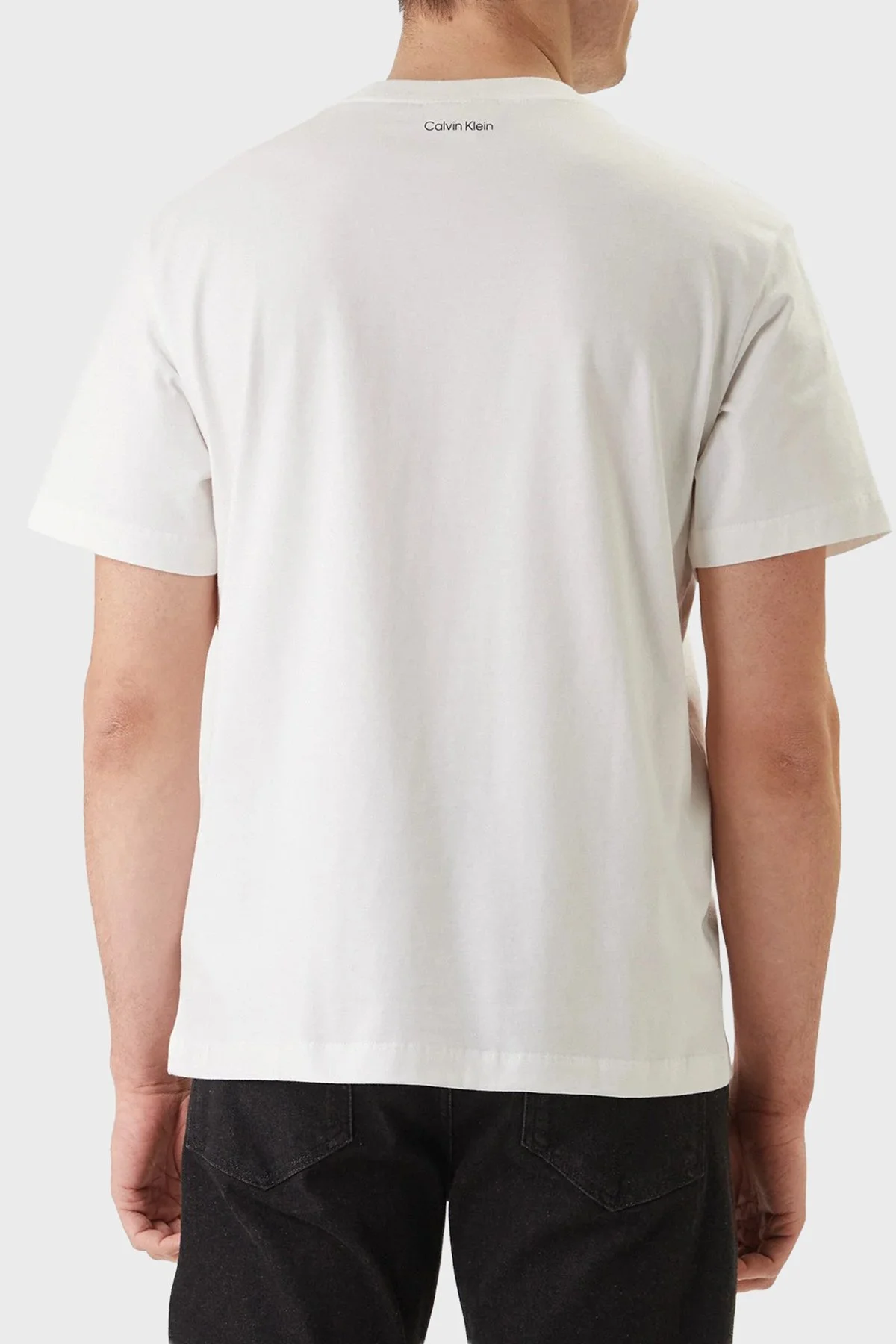 Calvin Klein Pamuklu Regular Fit Logolu Bisiklet Yaka LV04RF822GYAF Erkek T Shirt LV04RF822G YAF BEYAZ - 3