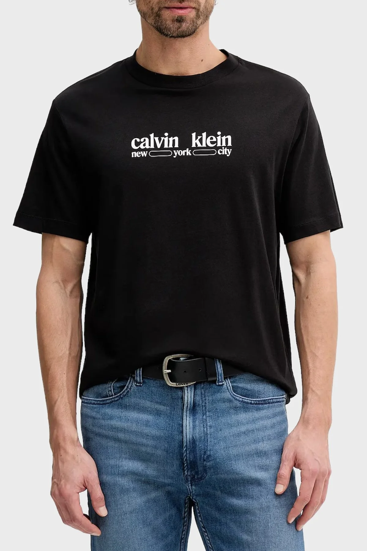 Calvin Klein Pamuklu Regular Fit Logolu Bisiklet Yaka LV14RE831GUB1 Erkek T Shirt LV14RE831G UB1 SİYAH - 1