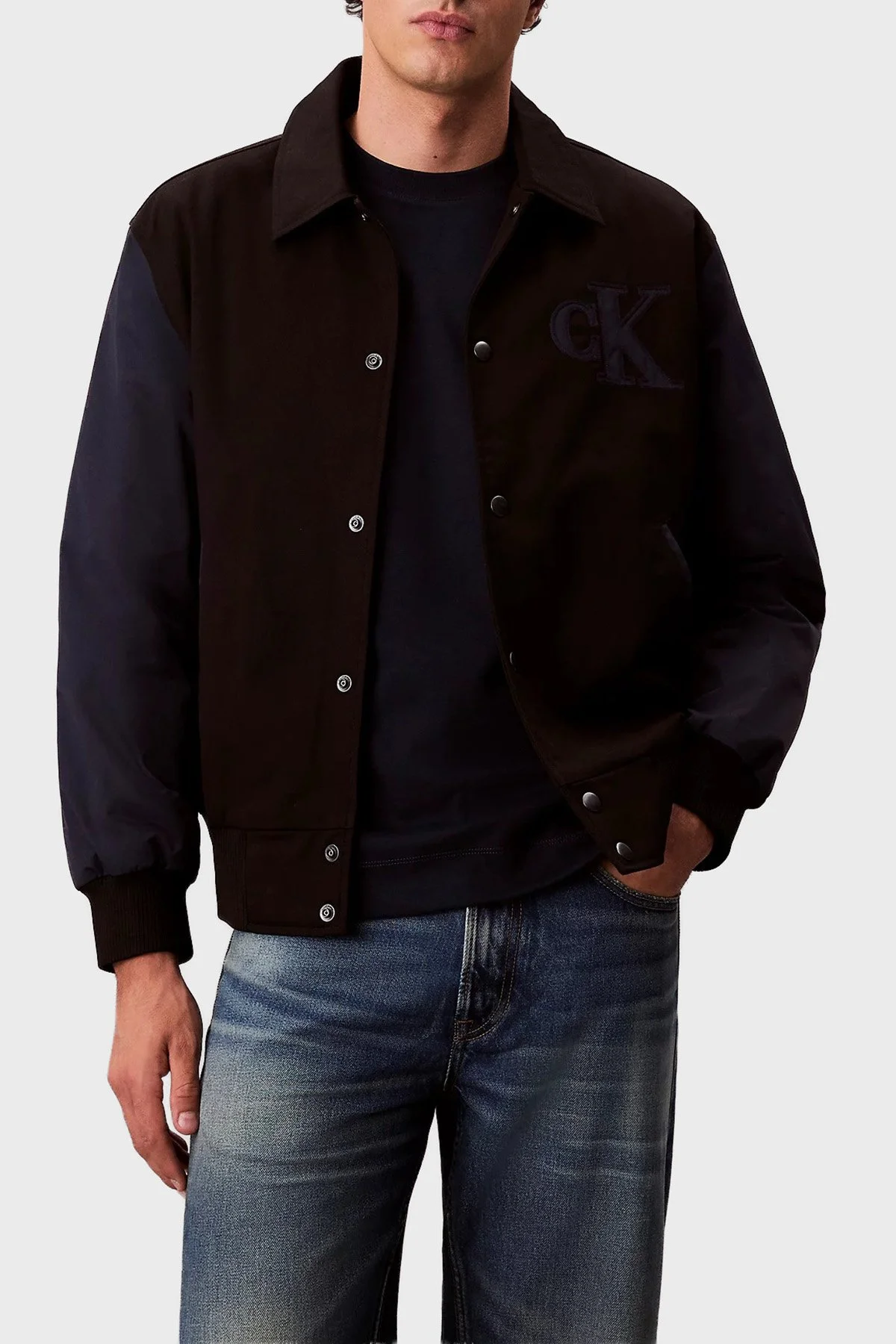 Calvin Klein Pamuklu Regular Fit Logolu Bomber LV04RD400GUB1 Erkek Ceket LV04RD400G UB1 SİYAH - 1