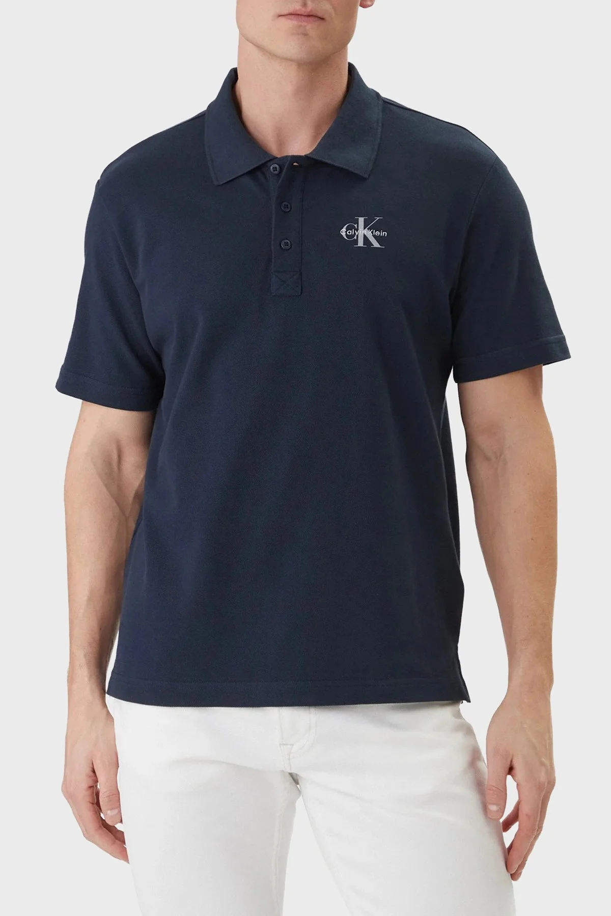 Calvin Klein Pamuklu Regular Fit Logolu Düğmeli LV04RF209GCEF Erkek Polo LV04RF209G CEF LACİVERT - 1