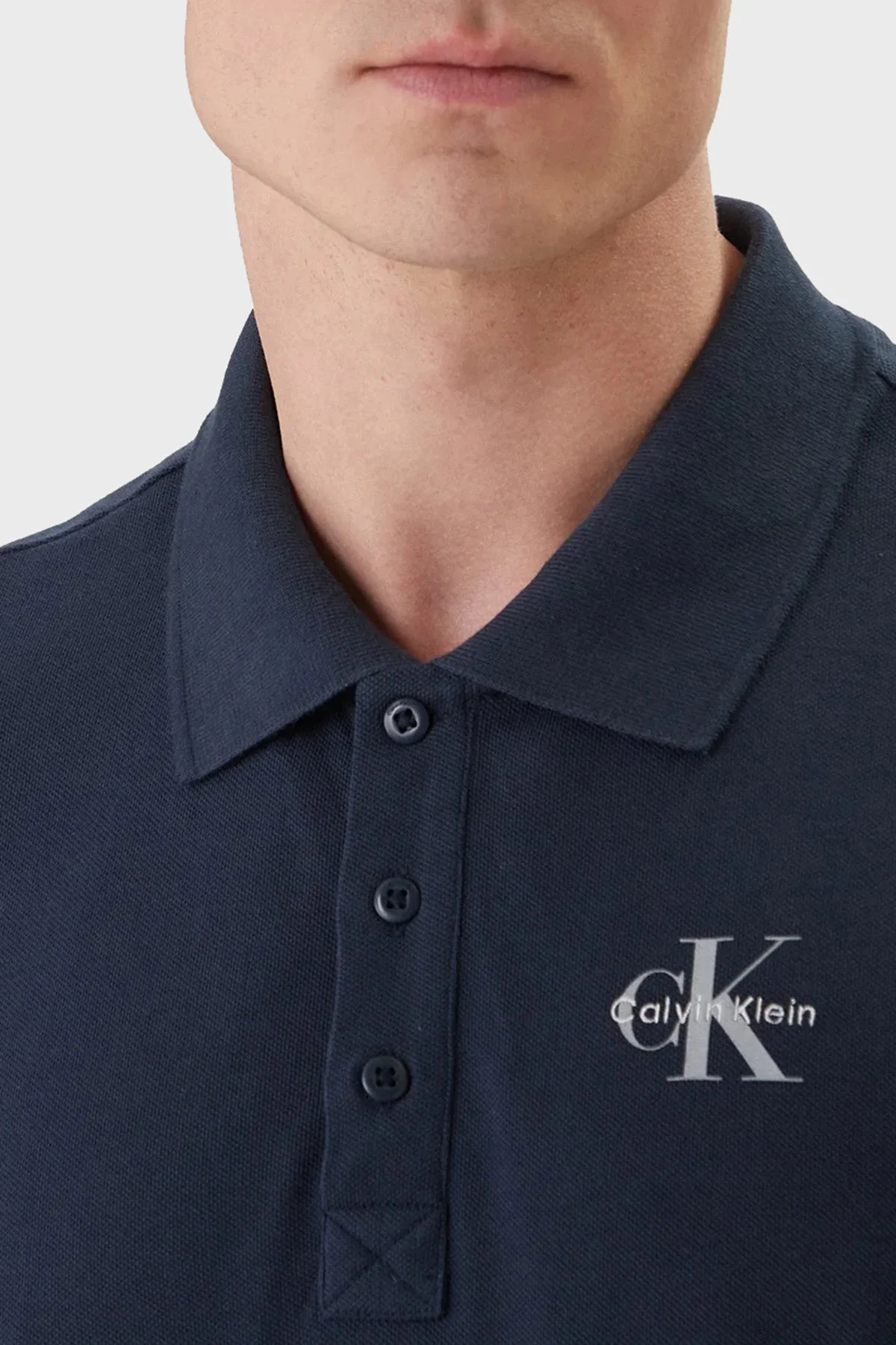Calvin Klein Pamuklu Regular Fit Logolu Düğmeli LV04RF209GCEF Erkek Polo LV04RF209G CEF LACİVERT - 4