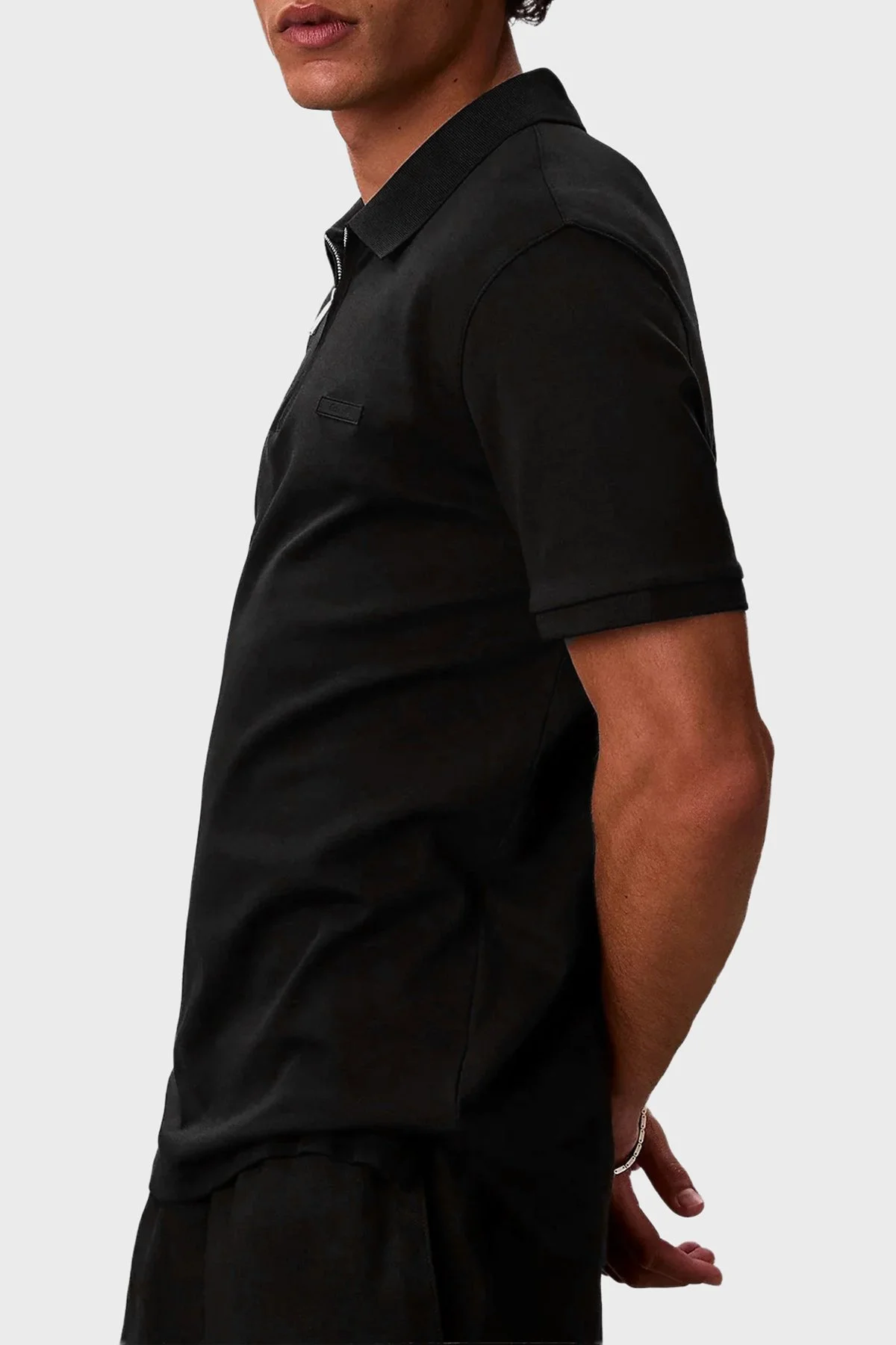 Calvin Klein Pamuklu Regular Fit Logolu Fermuarlı LV04LE255GUB1 Erkek Polo LV04LE255G UB1 SİYAH - 3