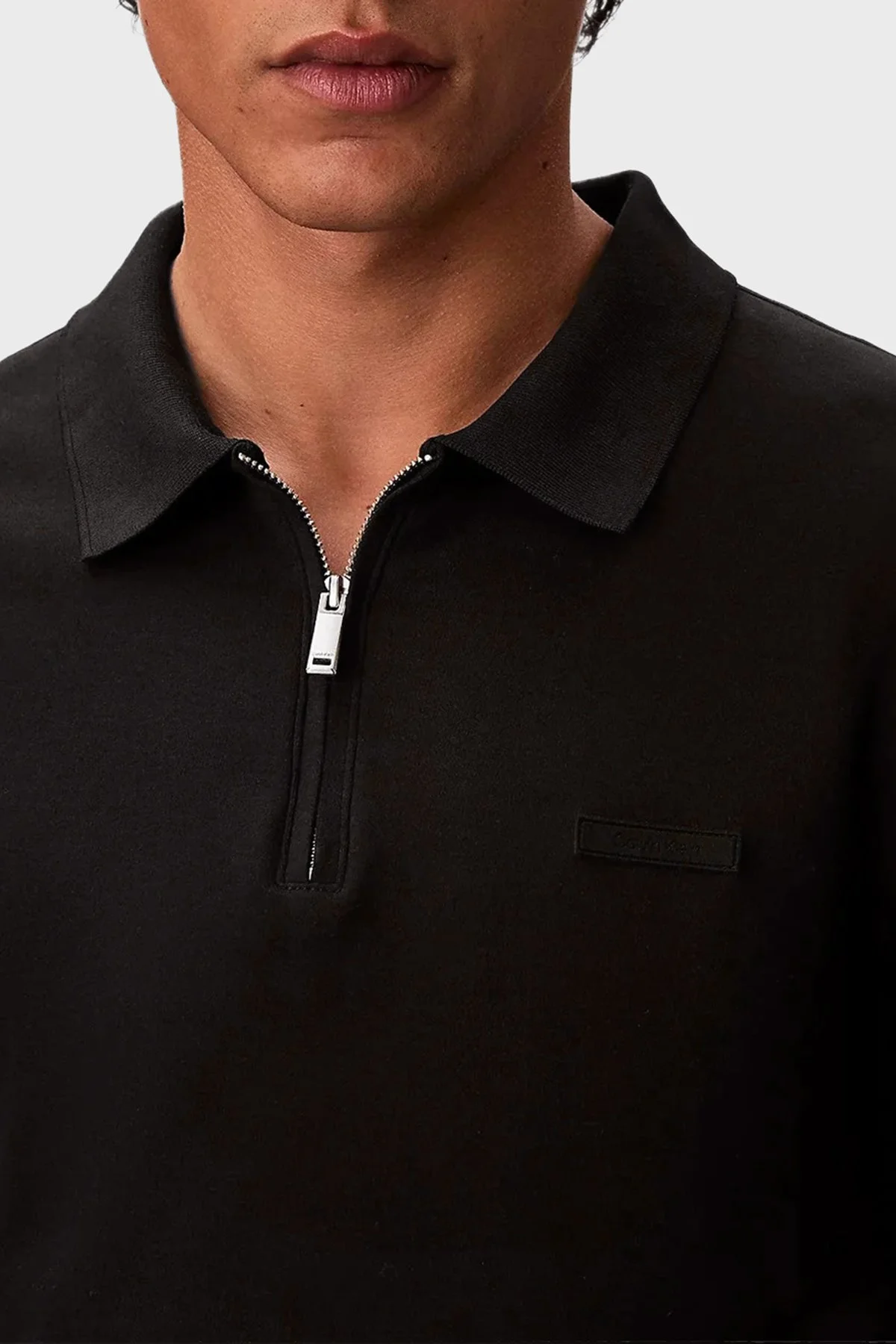 Calvin Klein Pamuklu Regular Fit Logolu Fermuarlı LV04LE255GUB1 Erkek Polo LV04LE255G UB1 SİYAH - 4