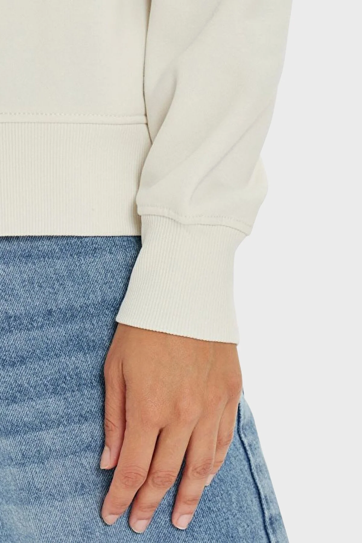 Calvin Klein Pamuklu Regular Fit Logolu J20J224913YBI Bayan Sweat J20J224913 YBI EKRU - 10