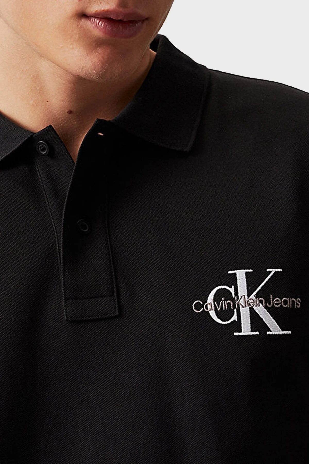 Calvin Klein Pamuklu Regular Fit Logolu J30J325664BEH Erkek Polo Yaka T Shirt J30J325664 BEH SİYAH - 8