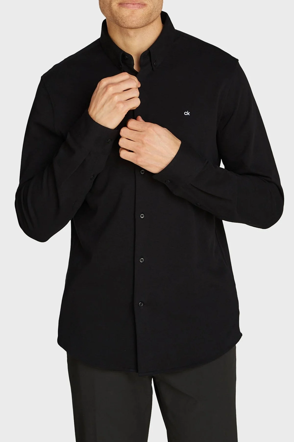 Calvin Klein Pamuklu Regular Fit Logolu K10K113311BEH Erkek Gömlek K10K113311 BEH SİYAH - 5