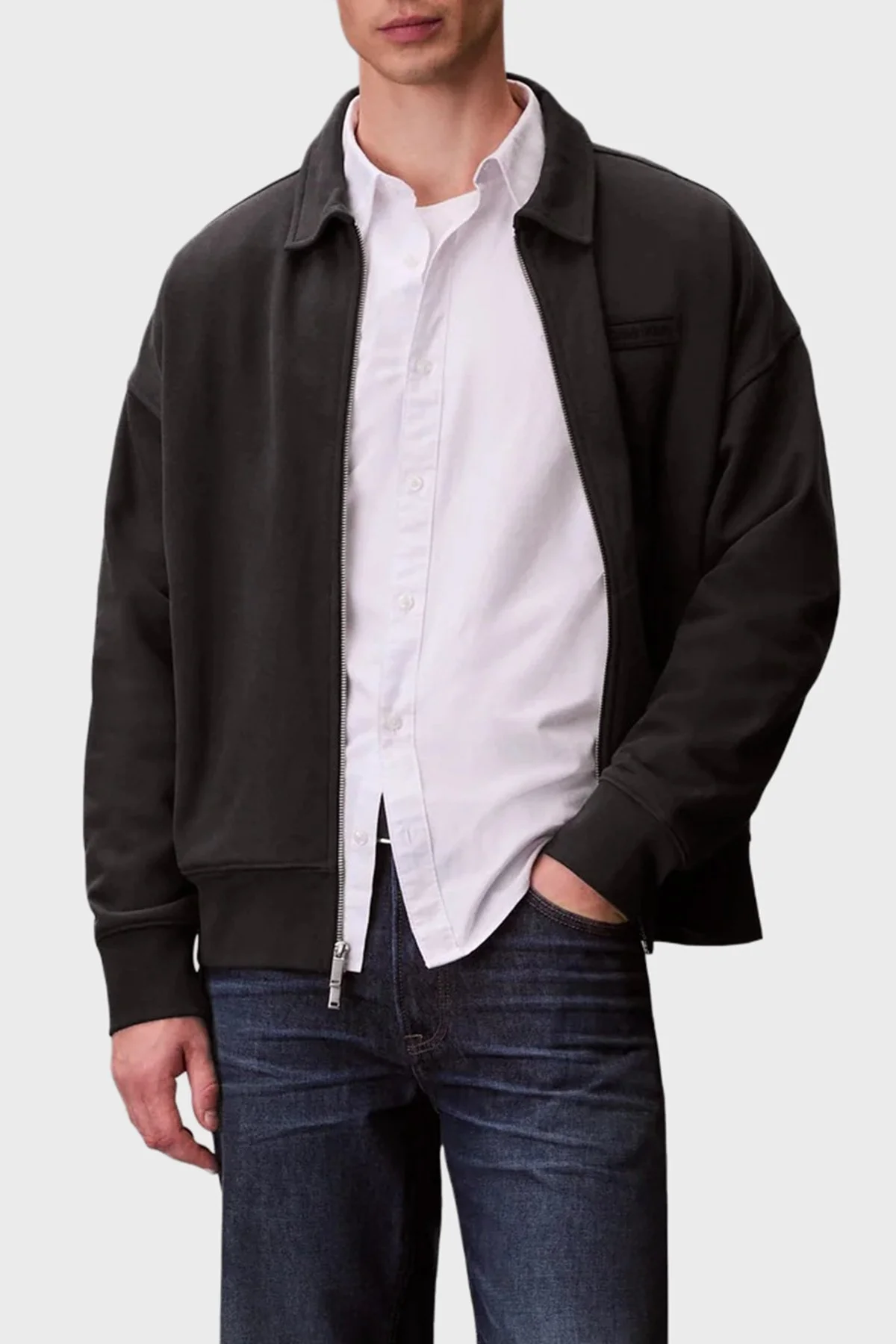 Calvin Klein Pamuklu Regular Fit Logolu Klasik Yaka Erkek Ceket LV14RE208G 8MN ANTRASİT - 1