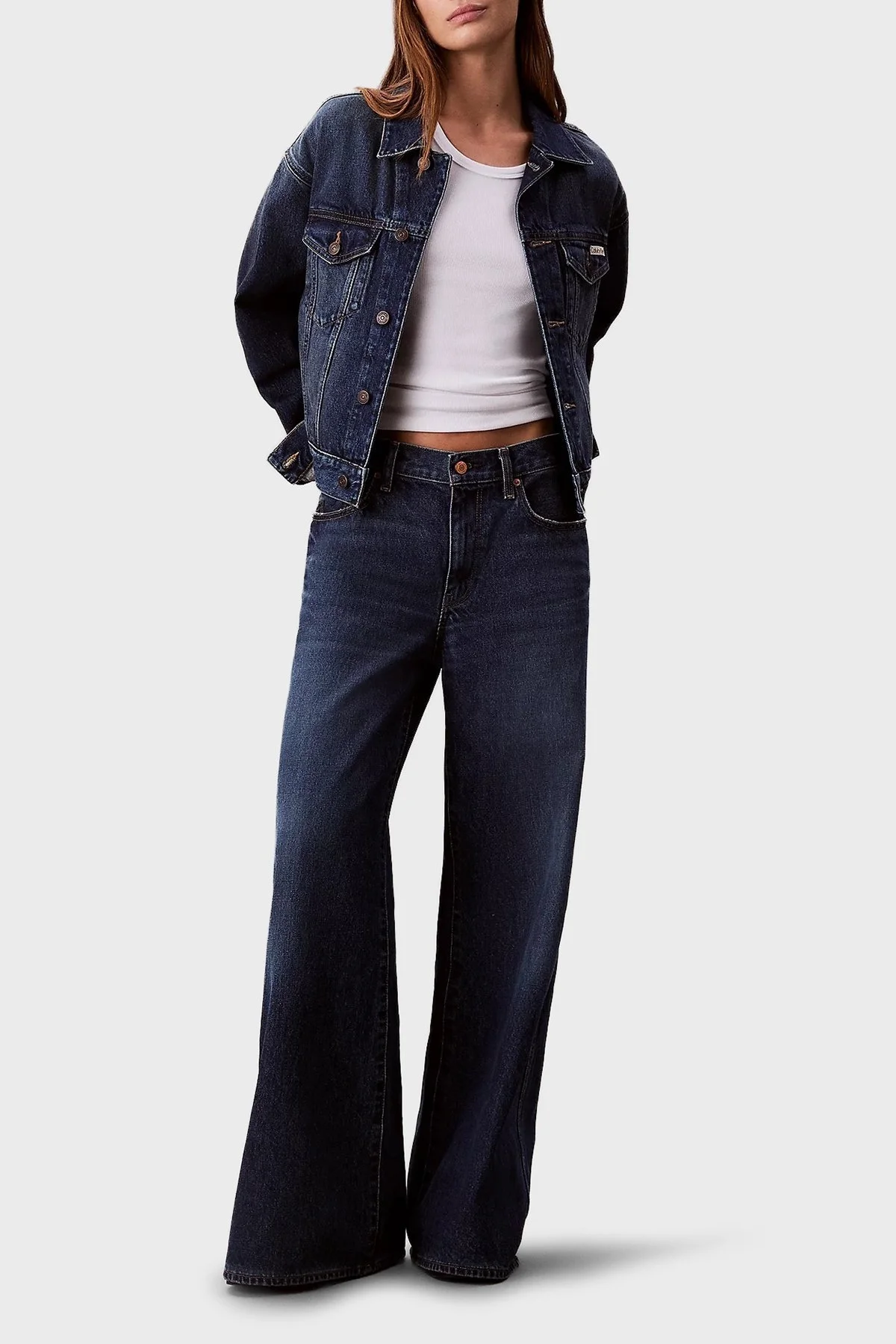 Calvin Klein Pamuklu Regular Fit Logolu Kot LV047D838GYY9 Bayan Ceket LV047D838G YY9 LACİVERT - 2