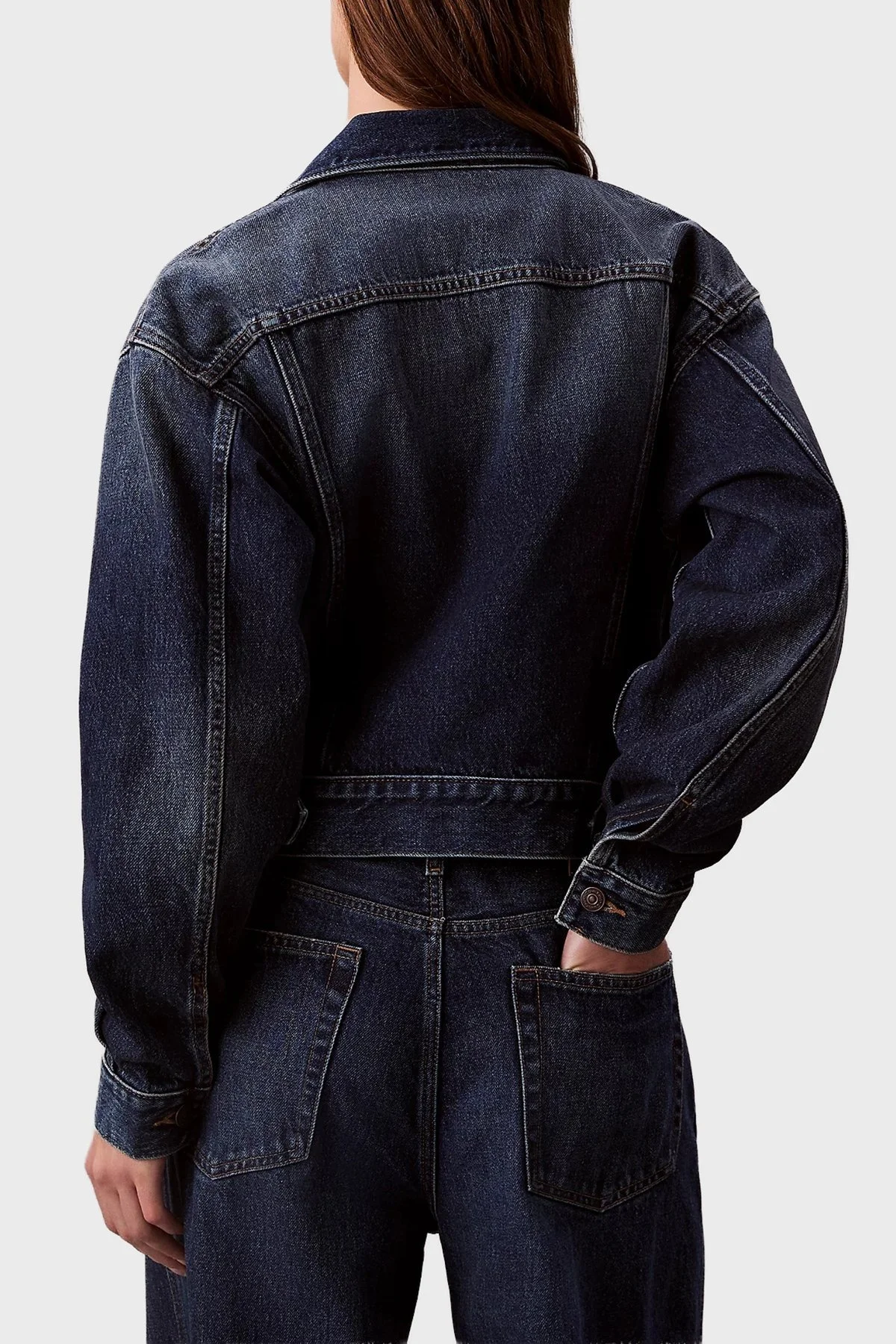 Calvin Klein Pamuklu Regular Fit Logolu Kot LV047D838GYY9 Bayan Ceket LV047D838G YY9 LACİVERT - 3