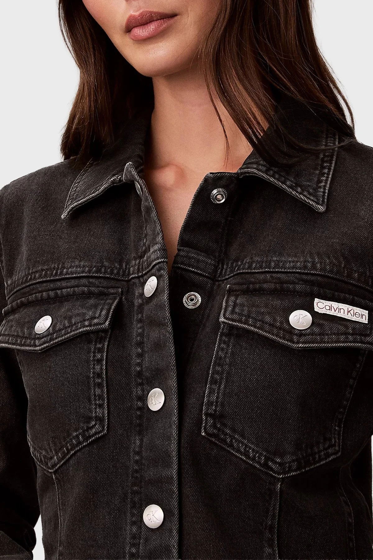 Calvin Klein Pamuklu Regular Fit Mini Boy Kot Gömlek LV047D775G846 Bayan Elbise LV047D775G 846 SİYAH - 5