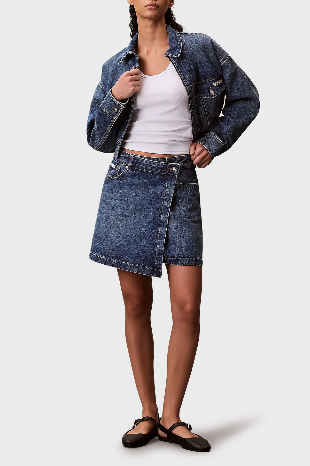 Calvin Klein Pamuklu Regular Fit Mini Boy Kot LV047D776G0MH Bayan Etek LV047D776G 0MH LACİVERT - 2