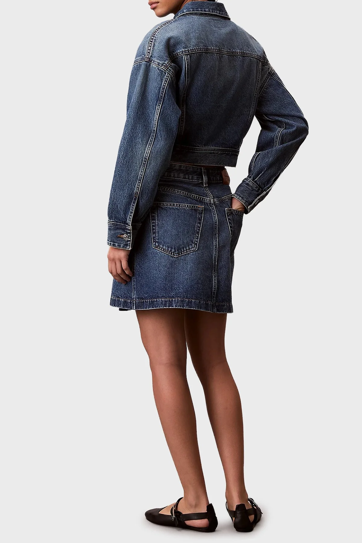 Calvin Klein Pamuklu Regular Fit Mini Boy Kot LV047D776G0MH Bayan Etek LV047D776G 0MH LACİVERT - 3