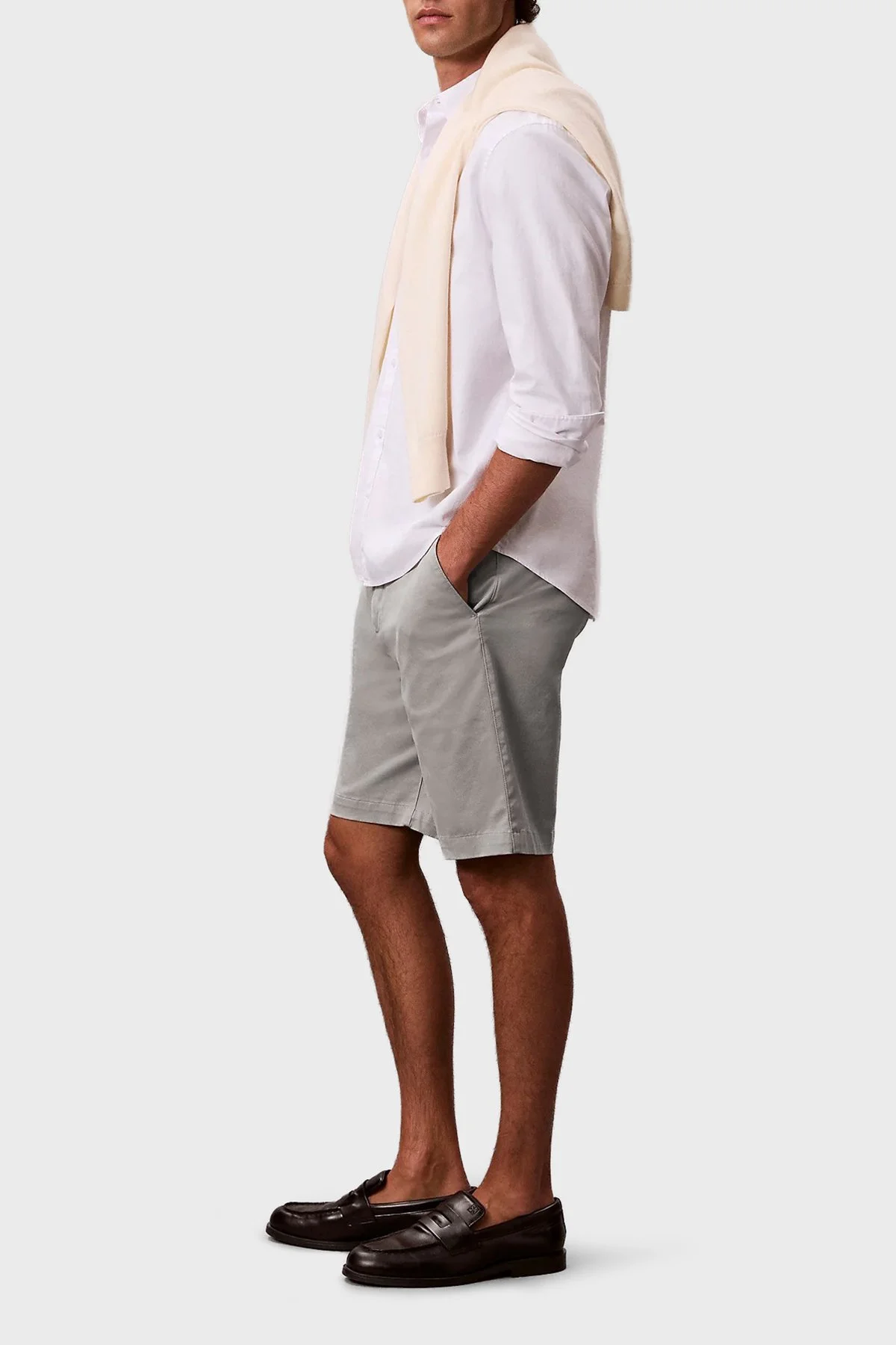 Calvin Klein Pamuklu Regular Fit Normal Bel Chino LV04LB600GRAK Erkek Şort LV04LB600G RAK TOPRAK - 2