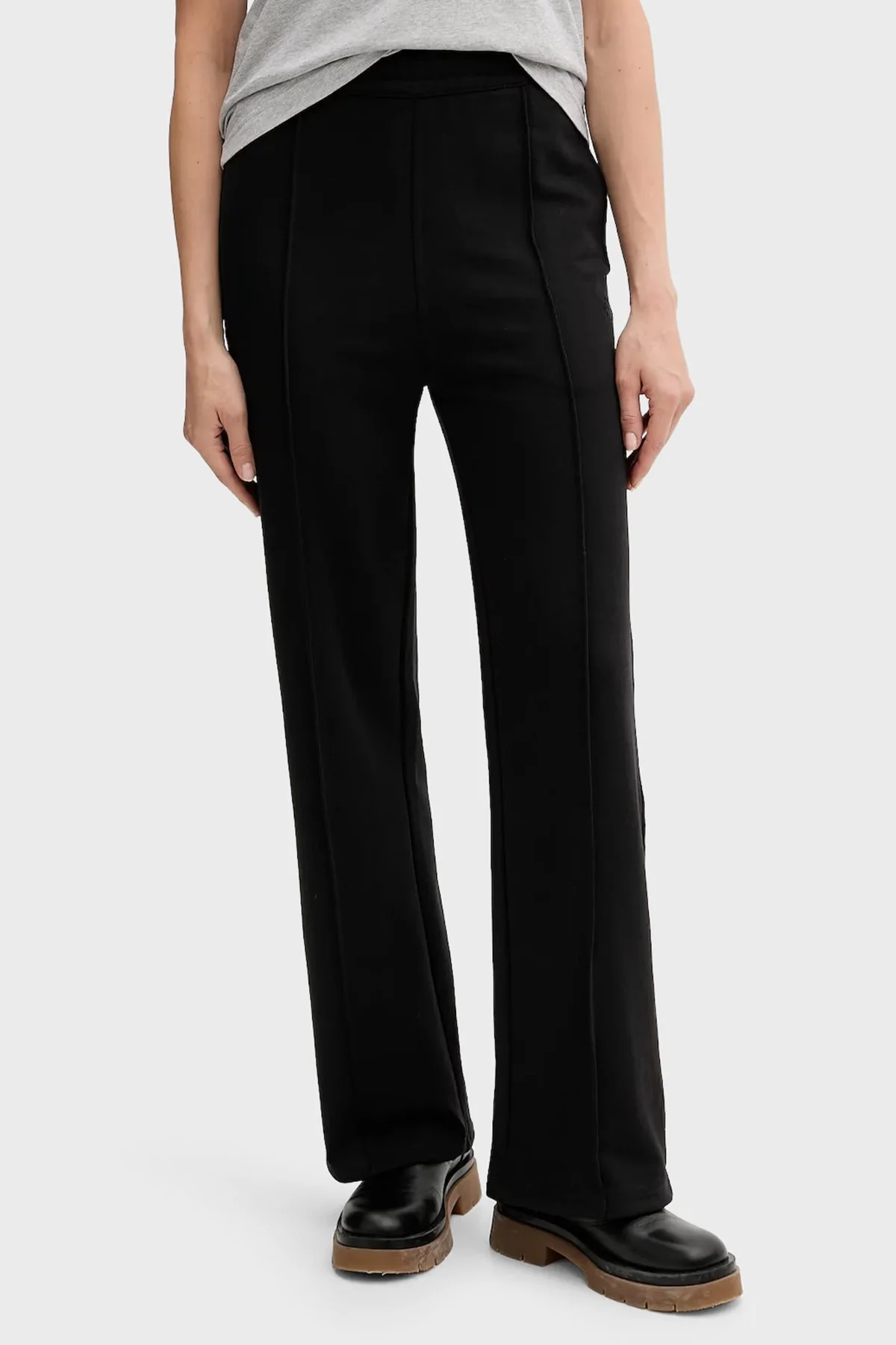 Calvin Klein Pamuklu Regular Fit Normal Bel Düz Paça Çimalı LV047B240GUB1 Bayan Pantolon LV047B240G UB1 SİYAH - 1