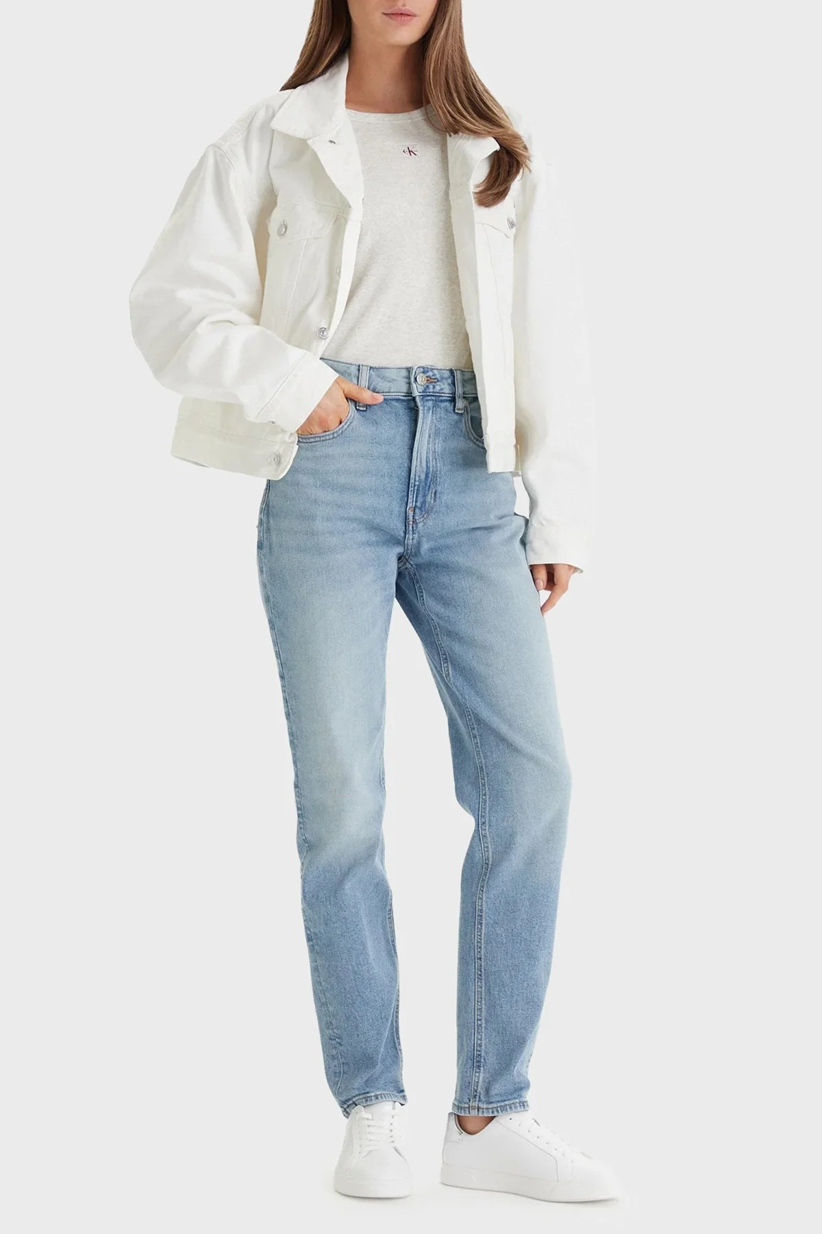 Calvin Klein Pamuklu Regular Fit Normal Bel Jeans LV047F670G1XS Bayan Kot Pantolon LV047F670G 1XS MAVİ - 2