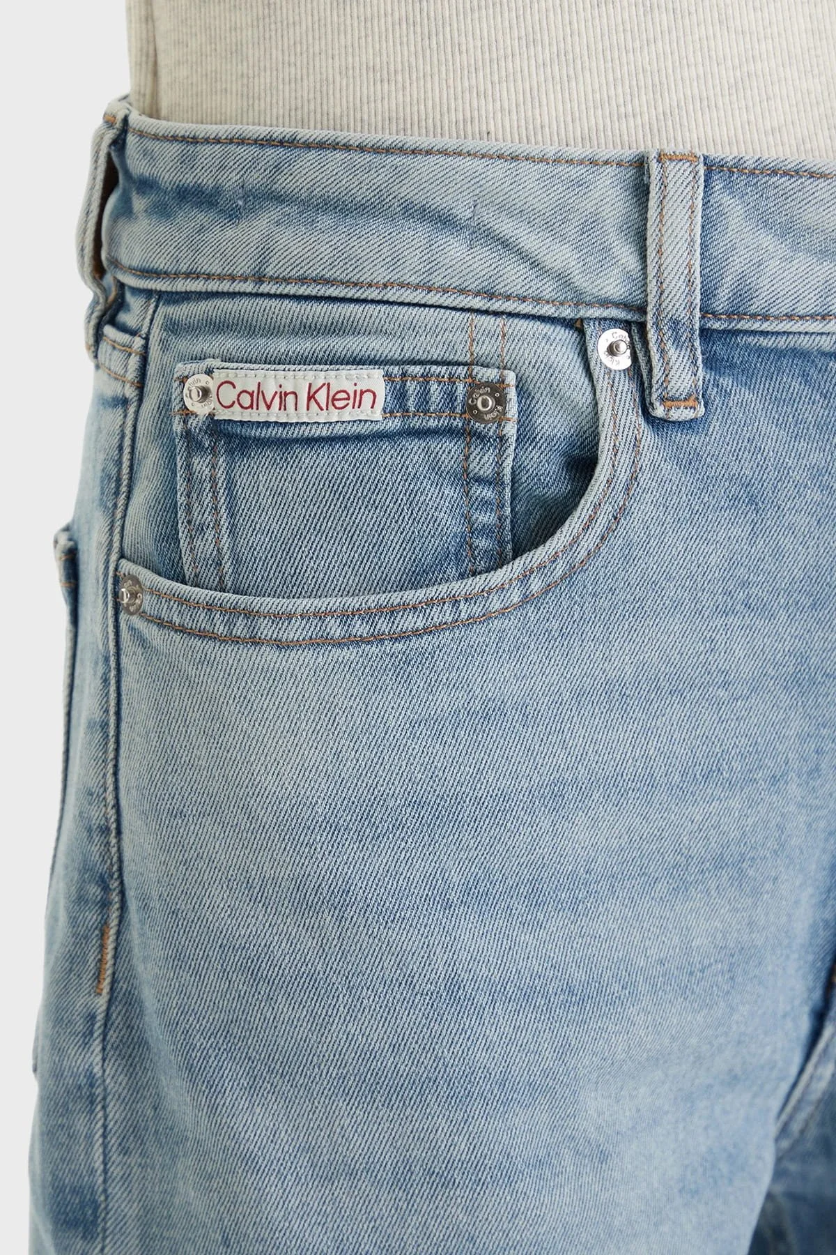 Calvin Klein Pamuklu Regular Fit Normal Bel Jeans LV047F670G1XS Bayan Kot Pantolon LV047F670G 1XS MAVİ - 4