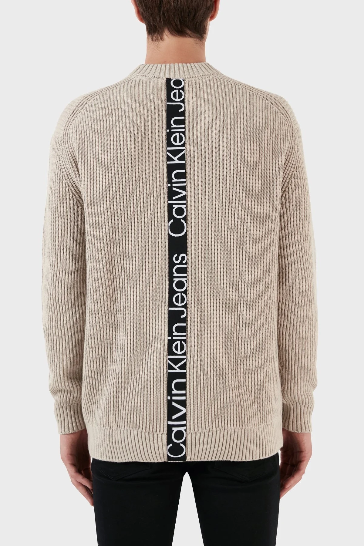 Calvin Klein Pamuklu Regular Fit Sıfır Yaka J30J323974PED Erkek Kazak J30J323974 PED BEJ - 2