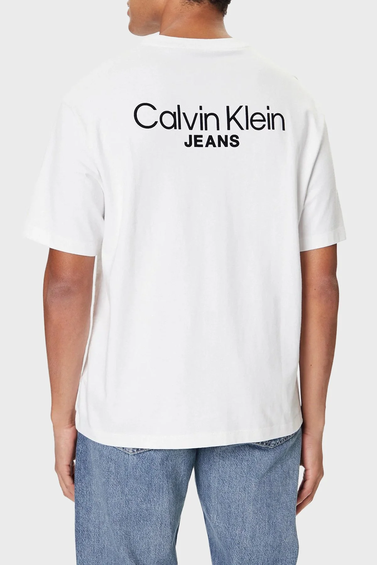 Calvin Klein Pamuklu Regular Fit Sırt Baskılı Bisiklet Yaka LV04RD825GYAA Erkek T Shirt LV04RD825G YAA BEYAZ - 3