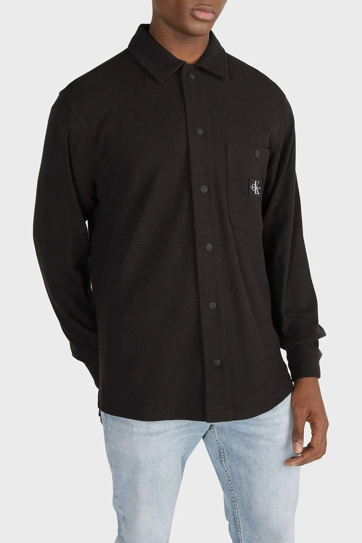 Calvin Klein Pamuklu Regular Fit Tek Cepli J30J323519BEH Erkek Gömlek J30J323519 BEH SİYAH - 1