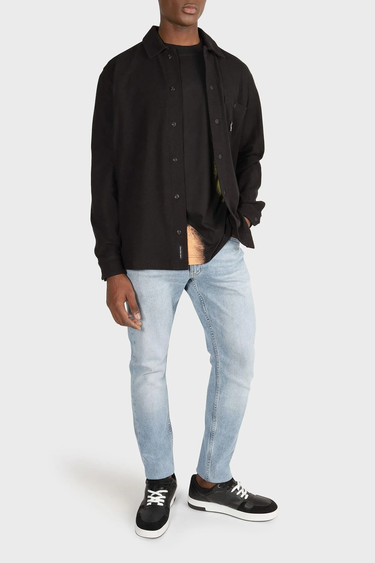 Calvin Klein Pamuklu Regular Fit Tek Cepli J30J323519BEH Erkek Gömlek J30J323519 BEH SİYAH - 3