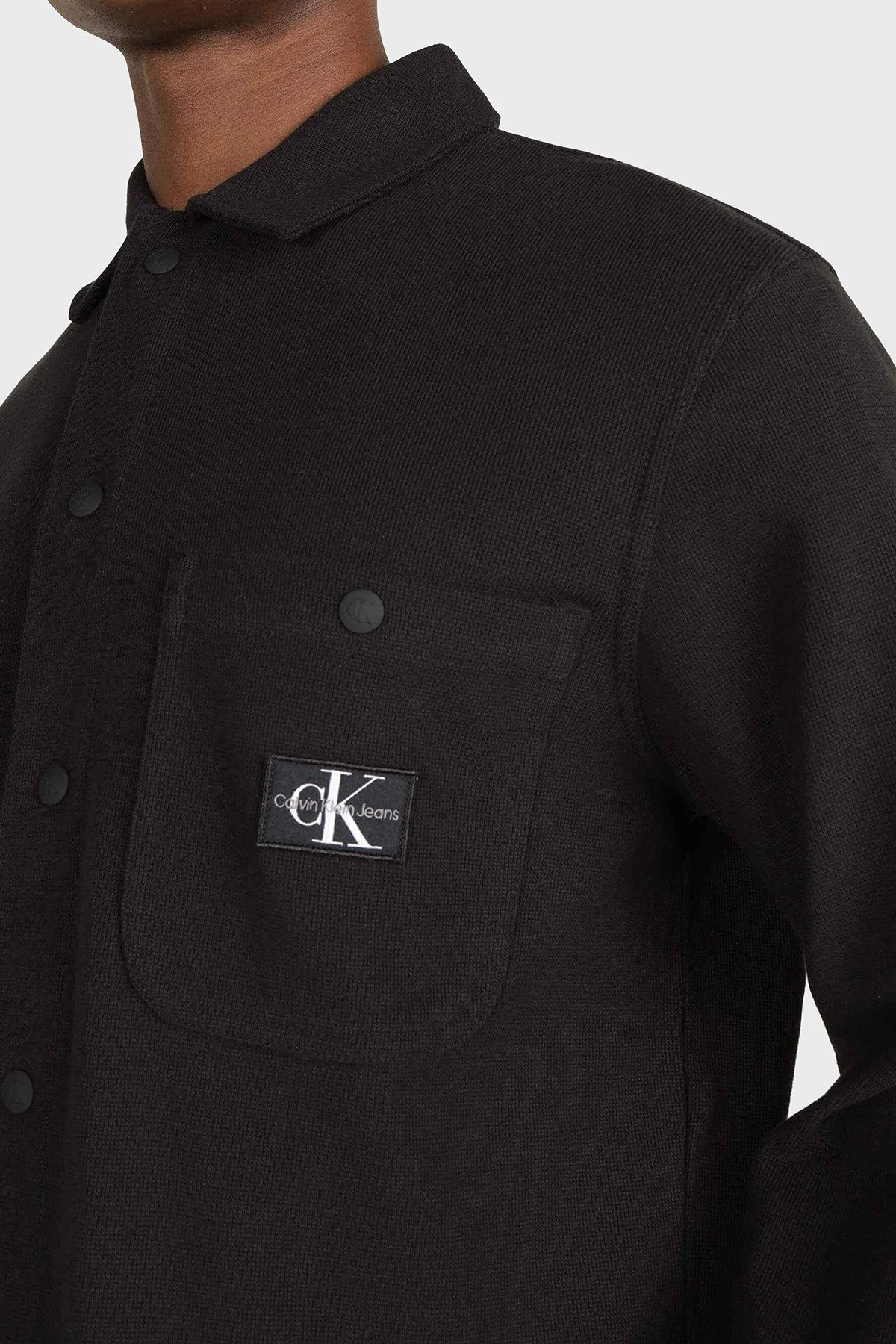 Calvin Klein Pamuklu Regular Fit Tek Cepli J30J323519BEH Erkek Gömlek J30J323519 BEH SİYAH - 4