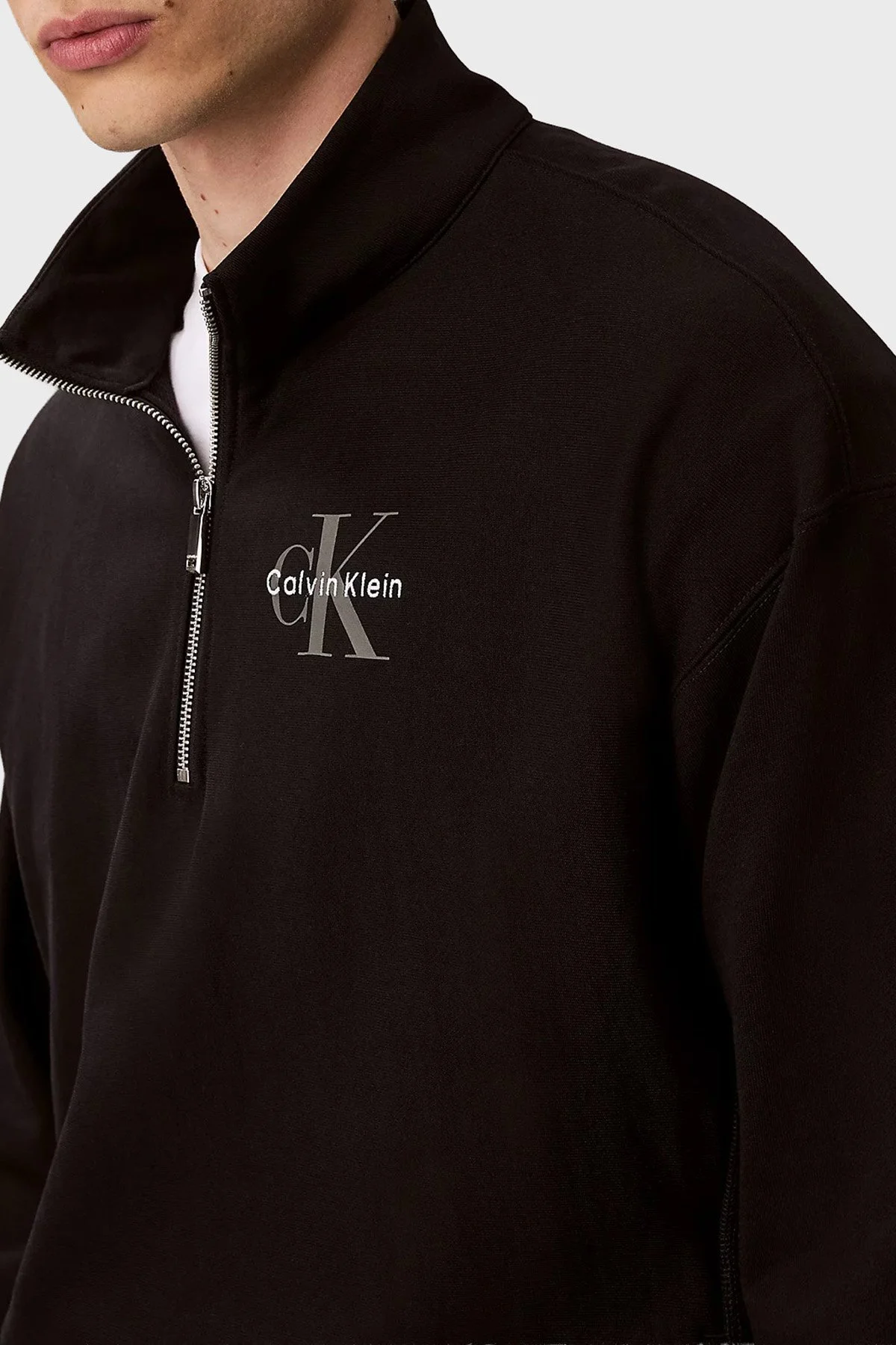 Calvin Klein Pamuklu Regular Fit Yarım Fermuarlı Dik Yaka LV04RD236GUB1 Erkek Sweat LV04RD236G UB1 SİYAH - 5
