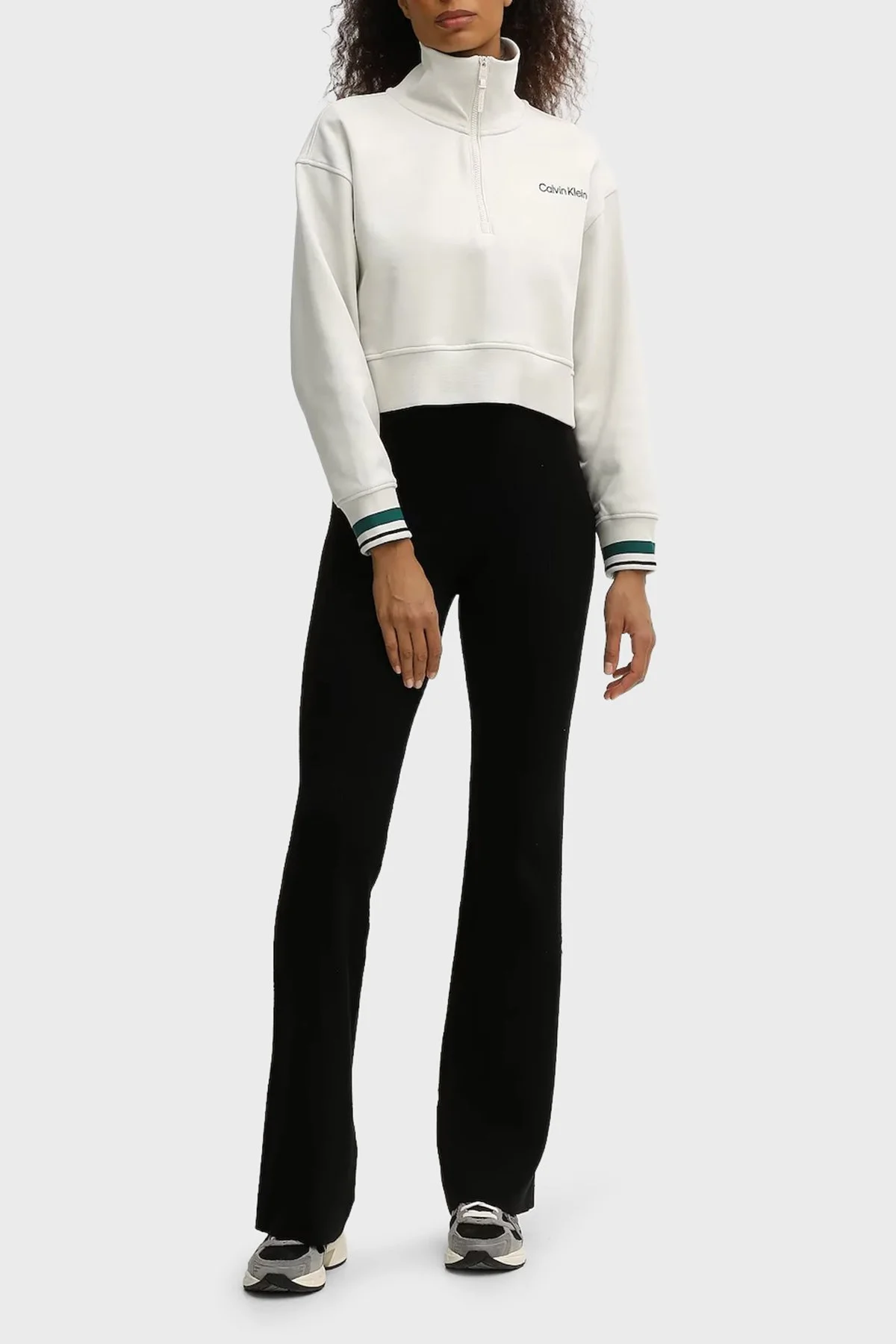 Calvin Klein Pamuklu Regular Fit Yarım Fermuarlı Dik Yaka LVGWF5W31067U Bayan Sweat LVGWF5W310 67U EKRU - 2