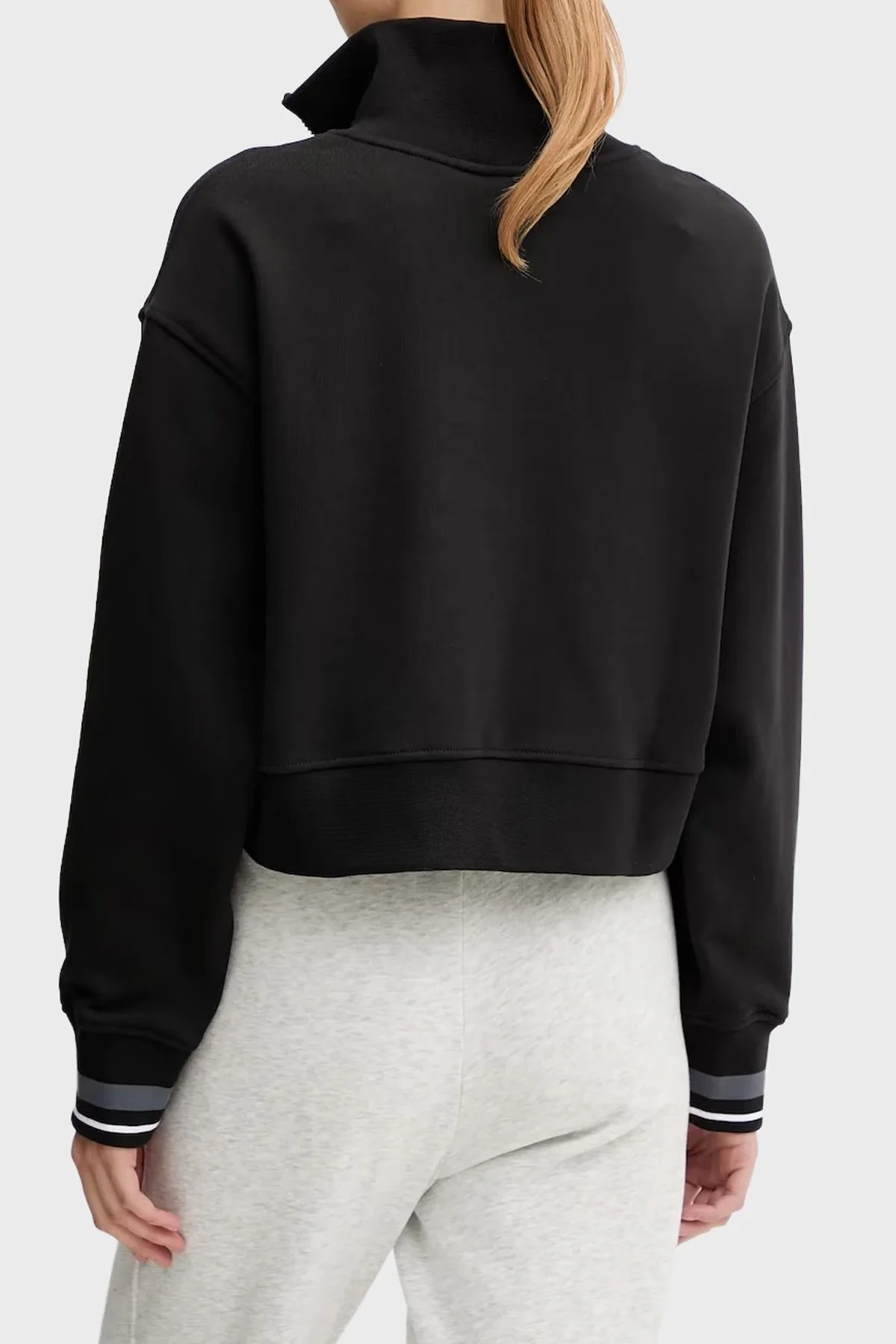 Calvin Klein Pamuklu Regular Fit Yarım Fermuarlı Dik Yaka LVGWF5W310UB1 Bayan Sweat LVGWF5W310 UB1 SİYAH - 3