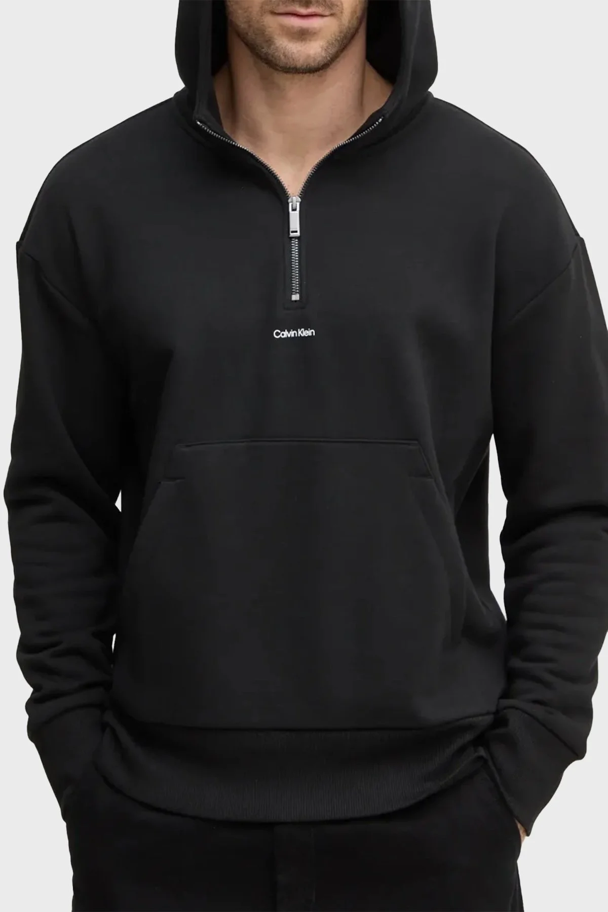 Calvin Klein Pamuklu Regular Fit Yarım Fermuarlı Kapüşonlu K10K113762BEH Erkek Sweat K10K113762 BEH SİYAH - 6