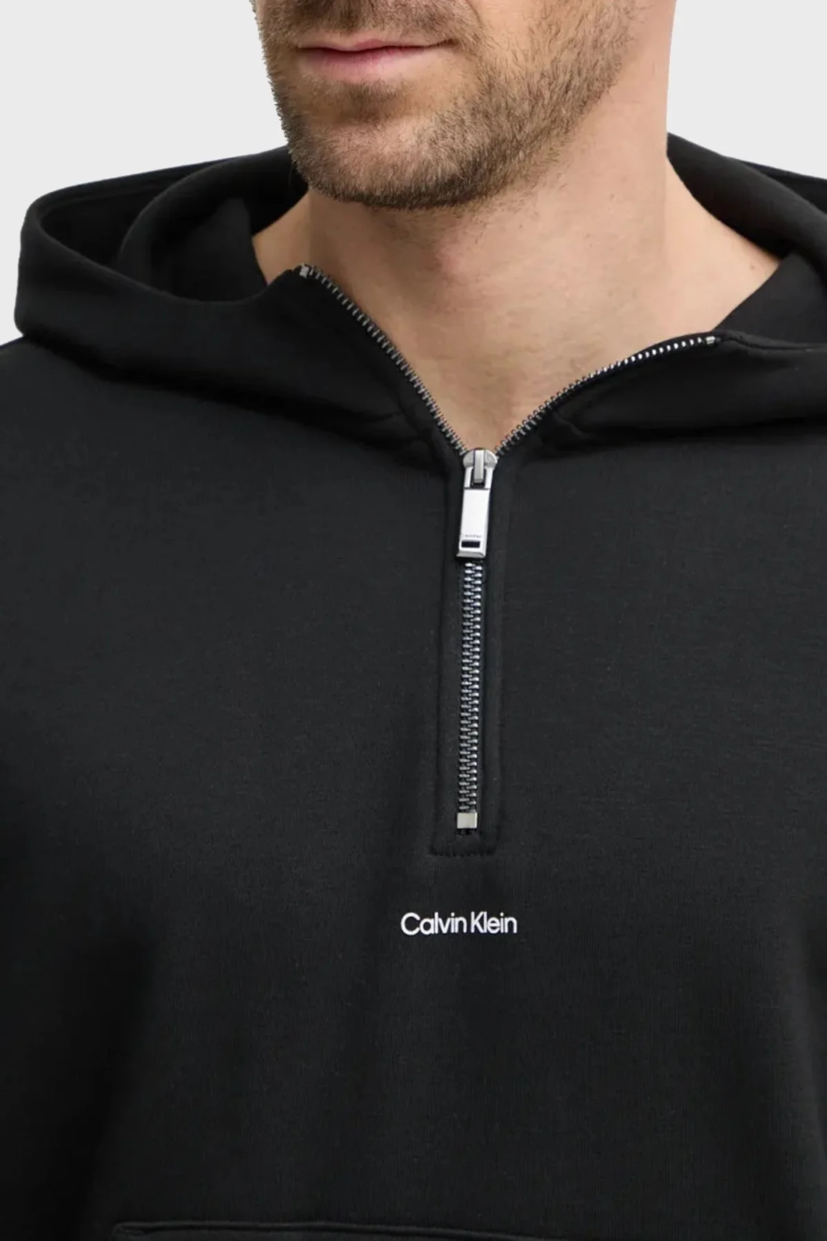 Calvin Klein Pamuklu Regular Fit Yarım Fermuarlı Kapüşonlu K10K113762BEH Erkek Sweat K10K113762 BEH SİYAH - 9