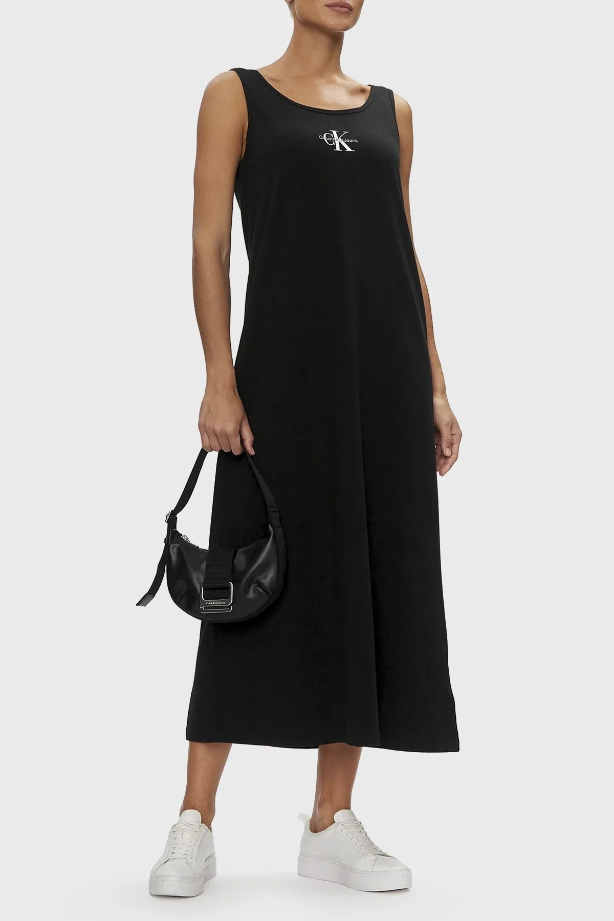 Calvin Klein Pamuklu Relaxed Fit A Kesim Uzun J20J223702BEH Bayan Elbise J20J223702 BEH SİYAH - 3
