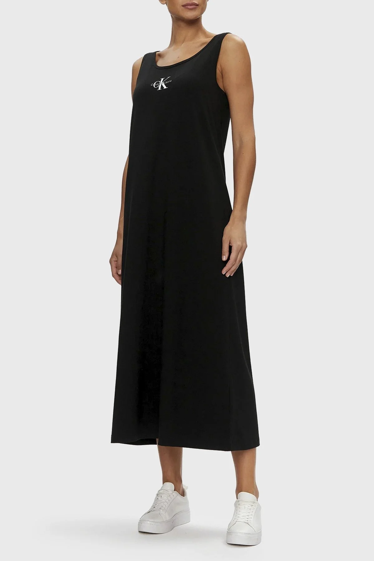 Calvin Klein Pamuklu Relaxed Fit A Kesim Uzun J20J223702BEH Bayan Elbise J20J223702 BEH SİYAH - 6