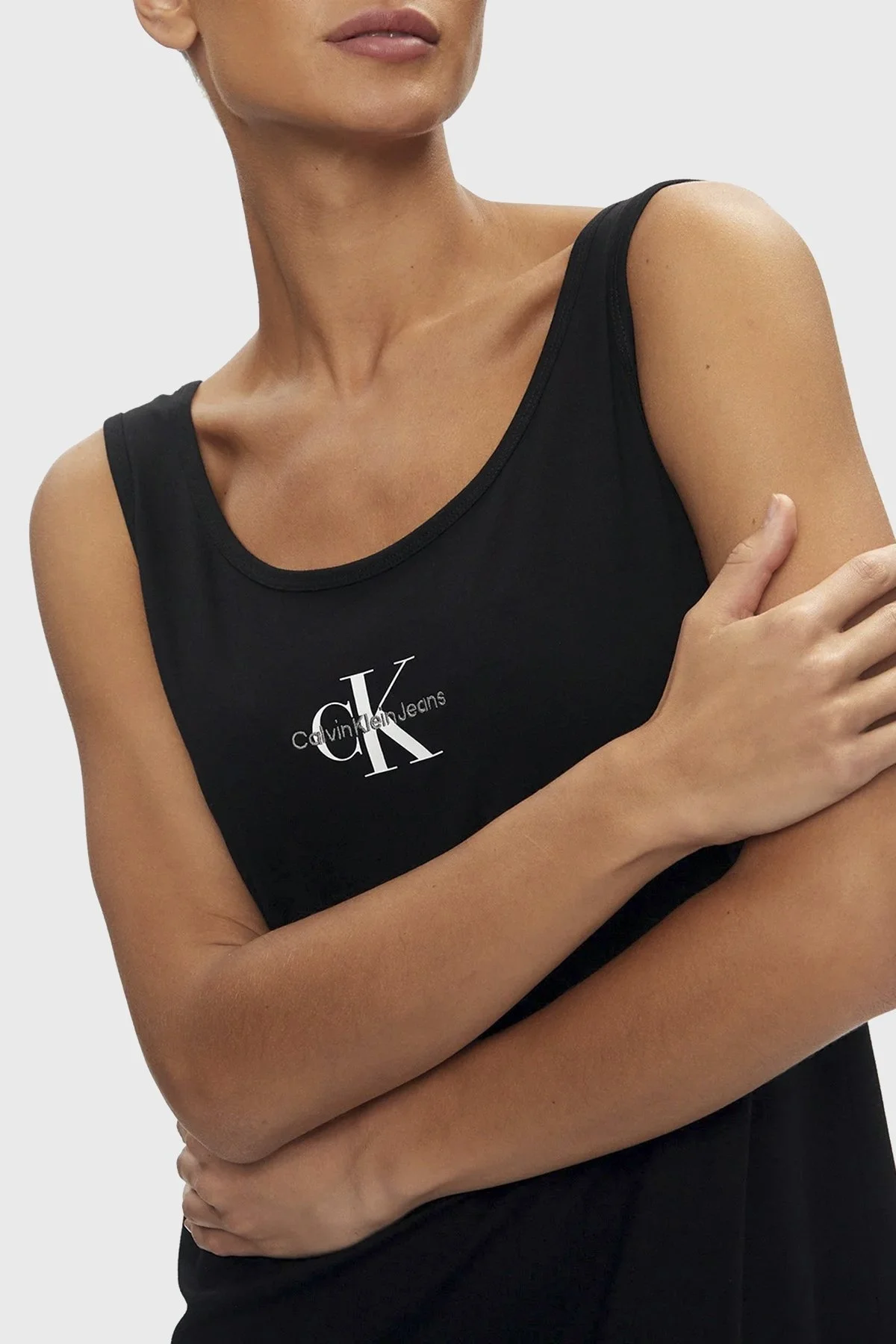 Calvin Klein Pamuklu Relaxed Fit A Kesim Uzun J20J223702BEH Bayan Elbise J20J223702 BEH SİYAH - 9