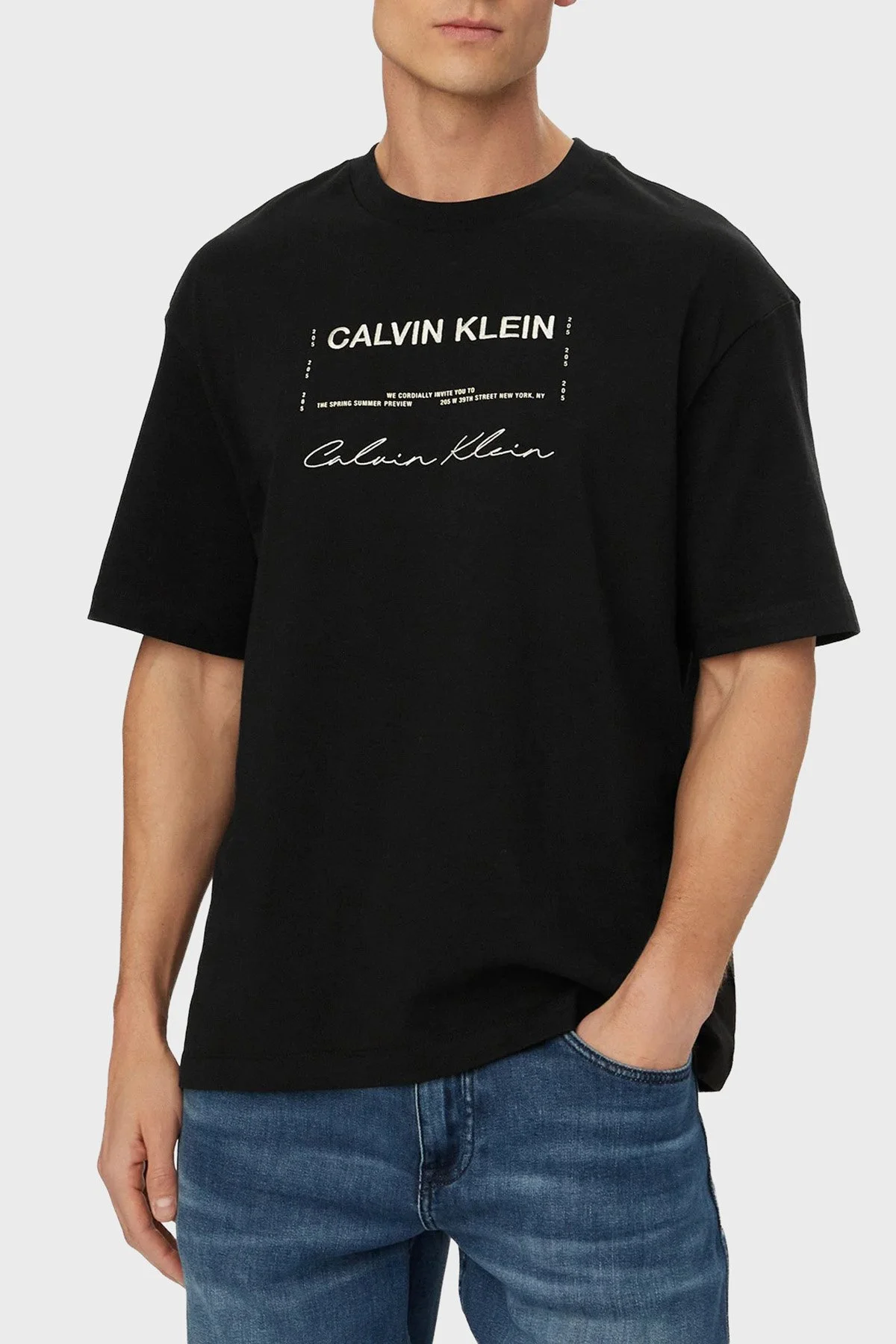 Calvin Klein Pamuklu Relaxed Fit Baskılı Bisiklet Yaka LV04RE827GUB1 Erkek T Shirt LV04RE827G UB1 SİYAH - 1