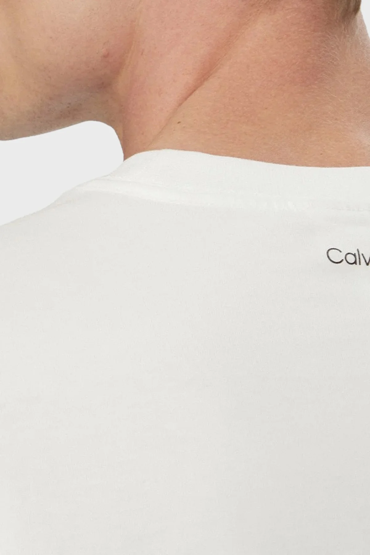 Calvin Klein Pamuklu Relaxed Fit Baskılı Bisiklet Yaka LV04RE827GYAF Erkek T Shirt LV04RE827G YAF BEYAZ - 5