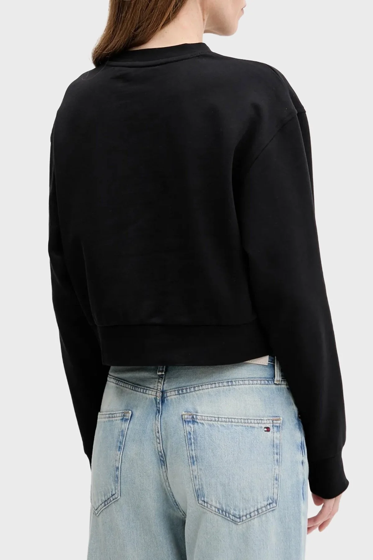 Calvin Klein Pamuklu Relaxed Fit Bisiklet Yaka Crop LV047C911GUB1 Bayan Sweat LV047C911G UB1 SİYAH - 3