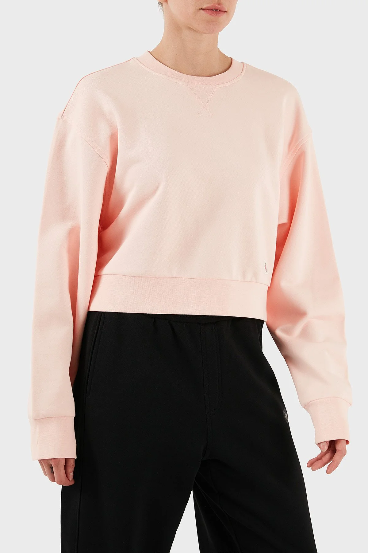 Calvin Klein Pamuklu Relaxed Fit Bisiklet Yaka Crop LV047C911GVI7 Bayan Sweat LV047C911G VI7 AÇIK PEMBE - 5