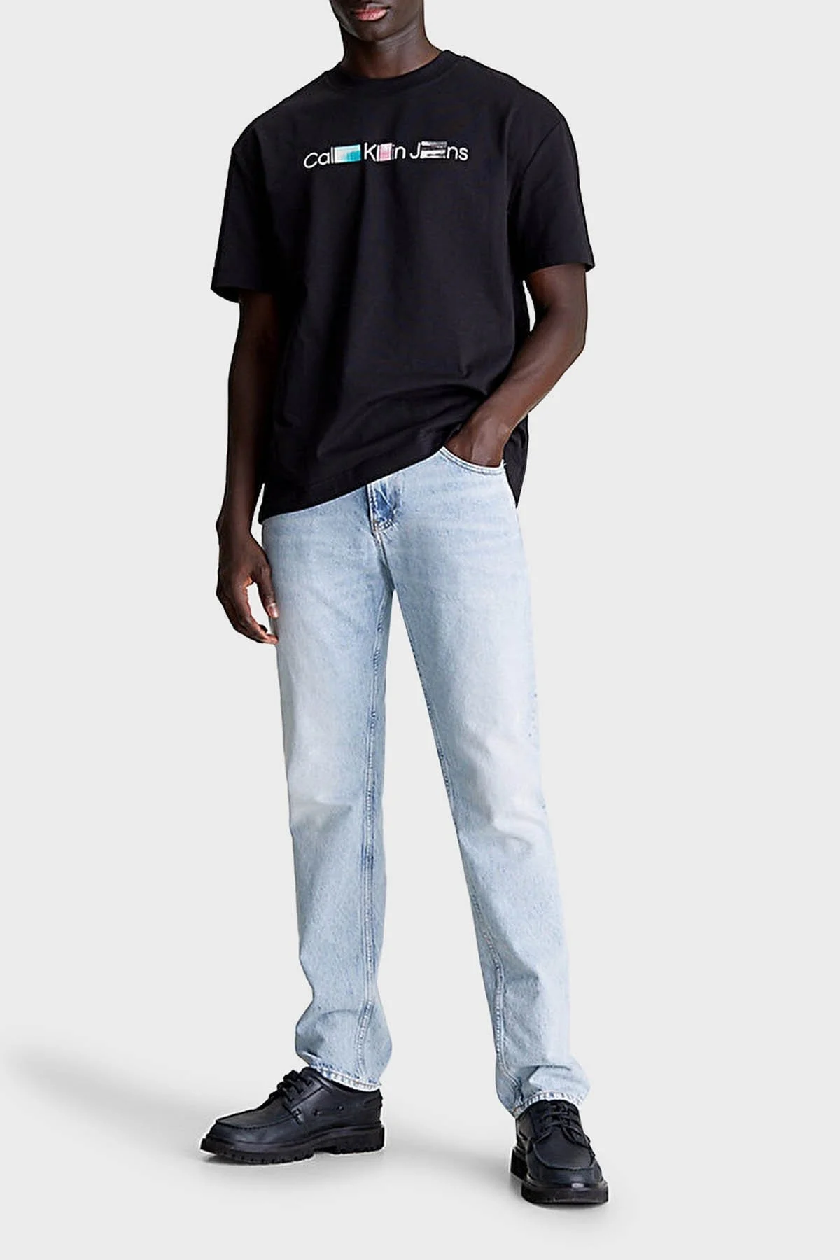 Calvin Klein Pamuklu Relaxed Fit Bisiklet Yaka J30J325195BEH Erkek T Shirt J30J325195 BEH SİYAH - 3
