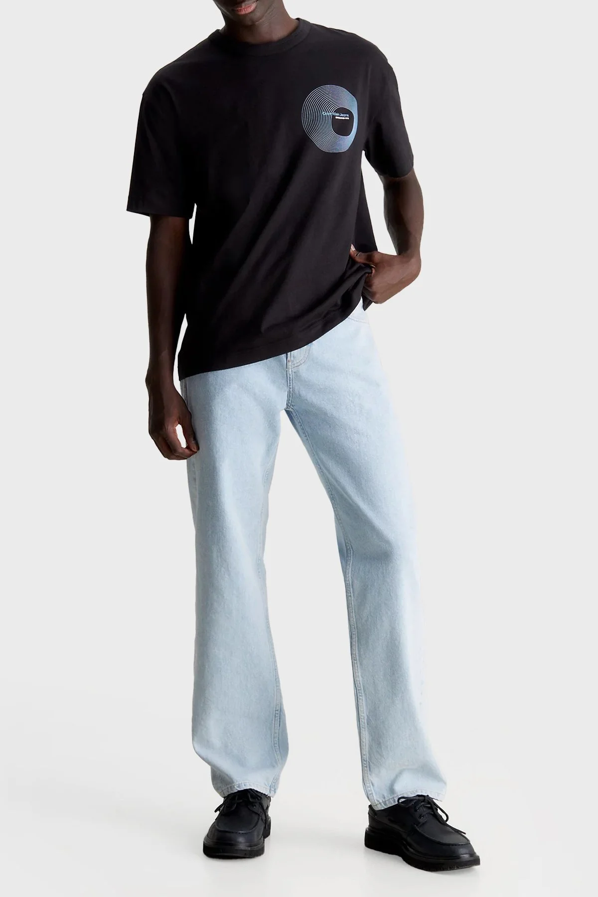 Calvin Klein Pamuklu Relaxed Fit Bisiklet Yaka J30J325200BEH Erkek T Shirt J30J325200 BEH SİYAH - 3