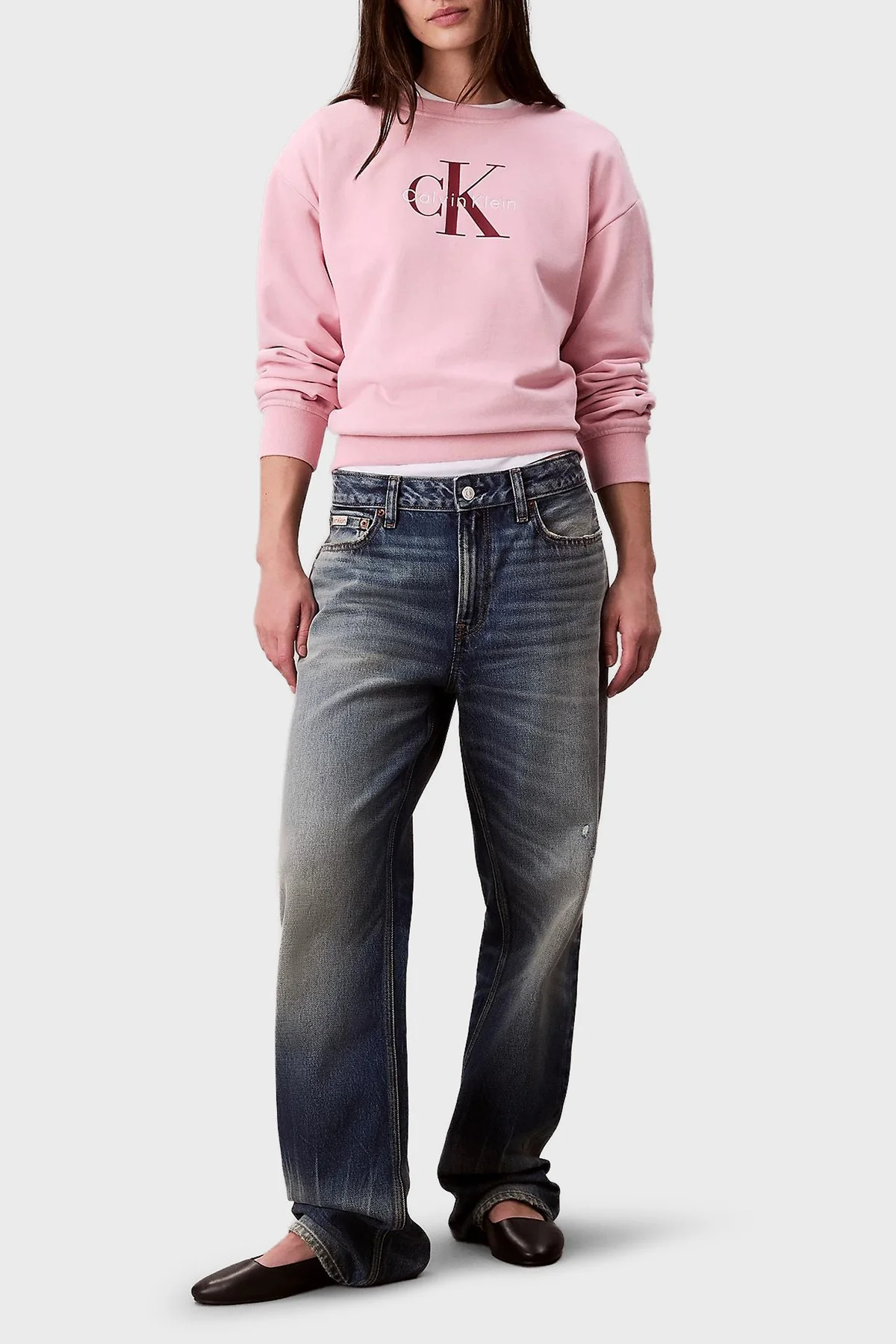 Calvin Klein Pamuklu Relaxed Fit Bisiklet Yaka Kısa LV047B234GTE0 Bayan Sweat LV047B234G TE0 PEMBE - 2